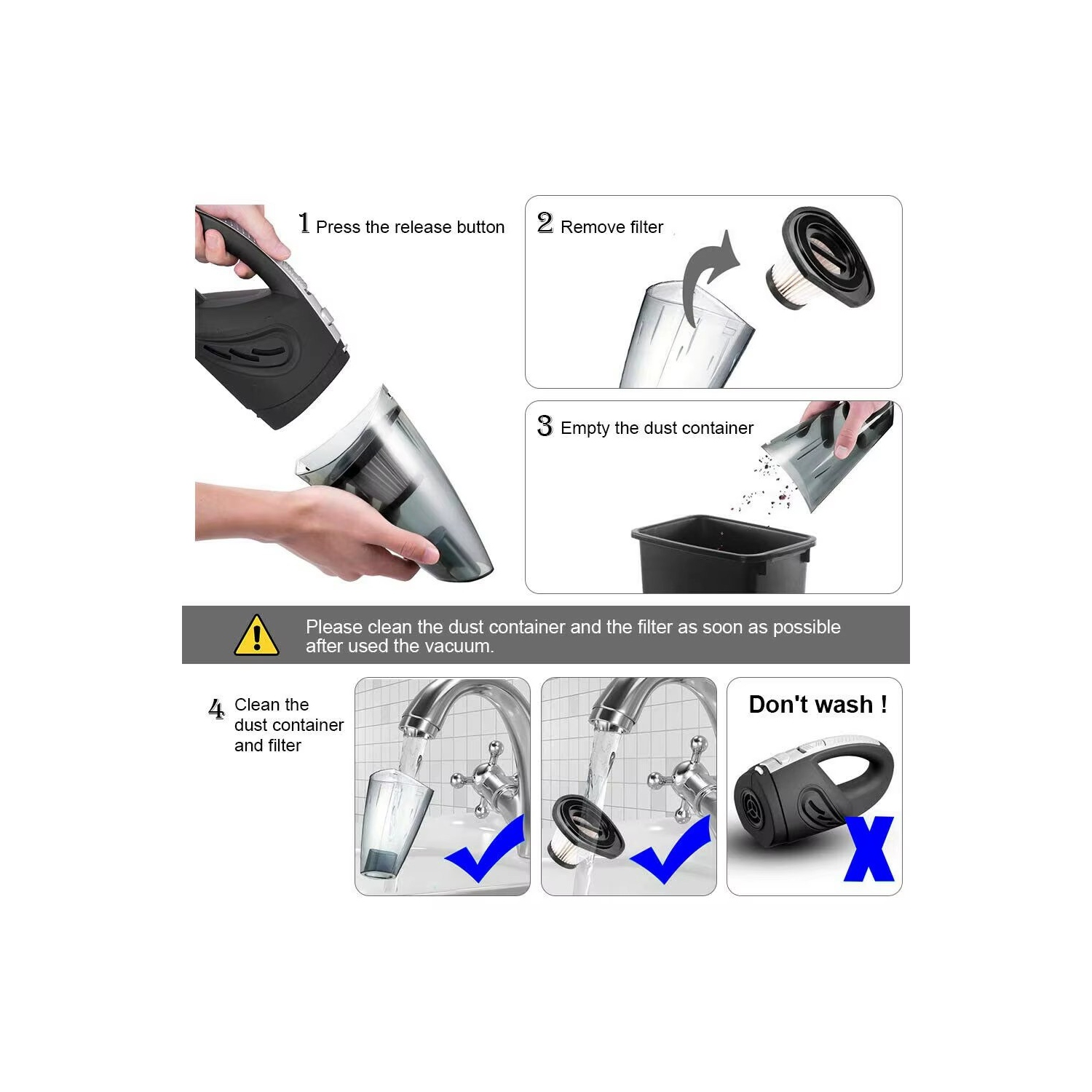 Aspirateur à main sans fil, Mini aspirateur portatif pour voiture à sec, 120&nbsp;W d'aspiration PUISSANTE rechargeable pour les poils d'animaux,