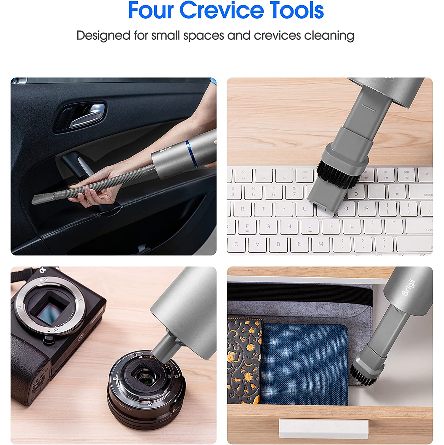 Mini-aspirateur Brigii, plumeau pneumatique et pompe manuelle 3-en-1, petit aspirateur à main sans fil, rechargeable par USB, bureau facile à nettoyer