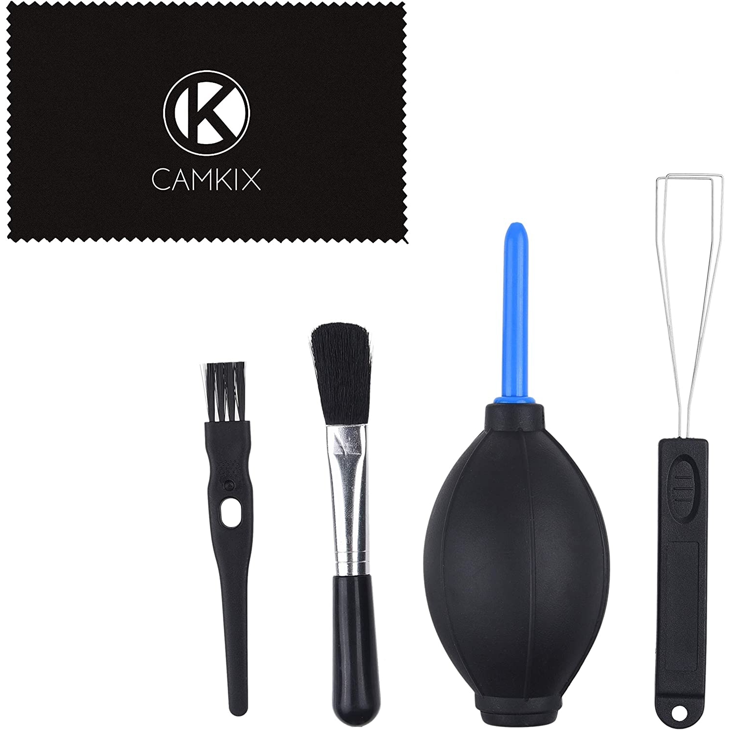 Camkix Keyboard Cleaning Kit - 1x Mini Brush, 1x Cleaning Brush, 1x Keyboard Cap Remover, 1x Air Blower and 1x Cleaning Clot