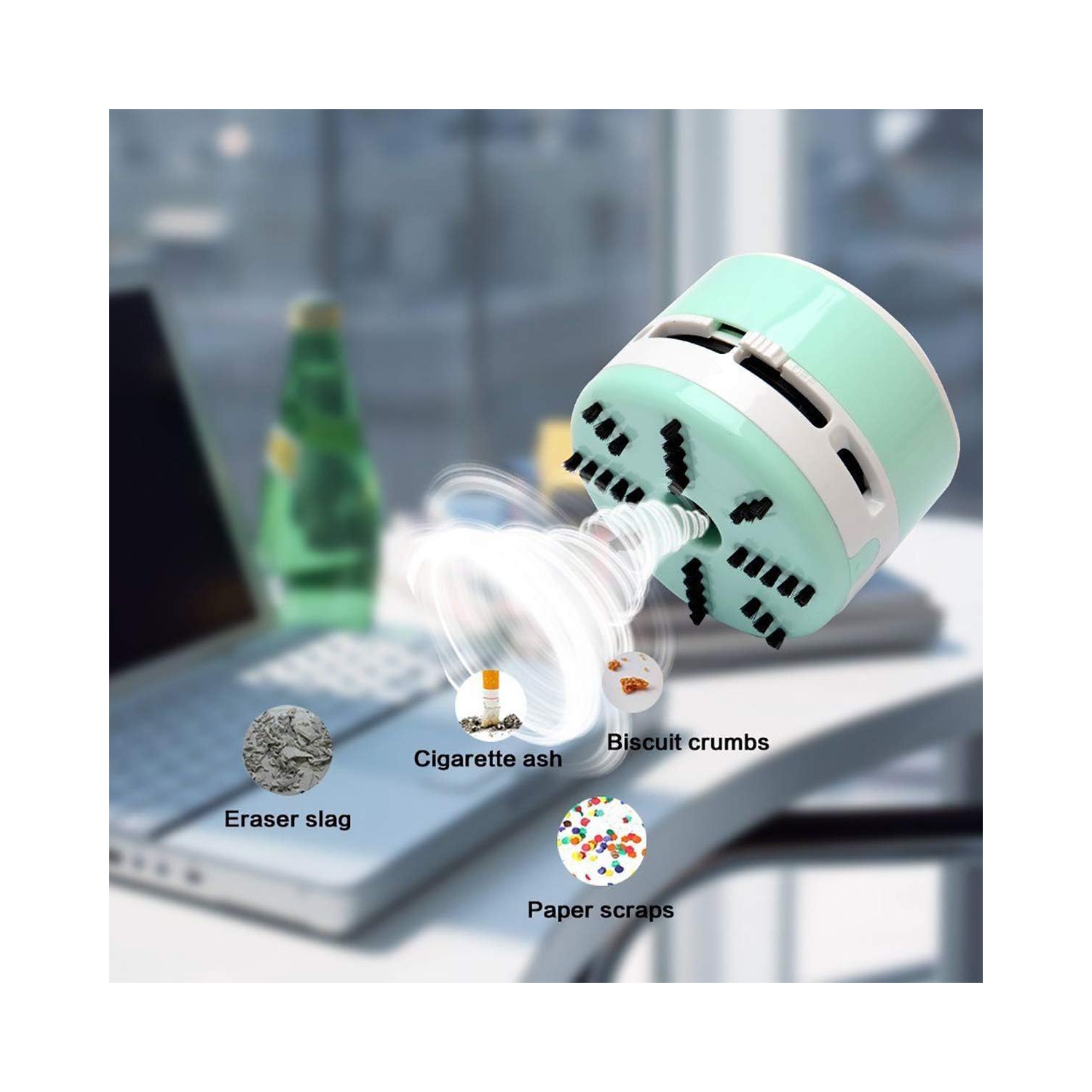 Desktop Vacuum Cleaner Portable Keyboard Sweeper Mini Crumb Vacuum Cleaner Table Food Rubber Crumb Dust Remover Cleaner for Home, Office, Cars -- No
