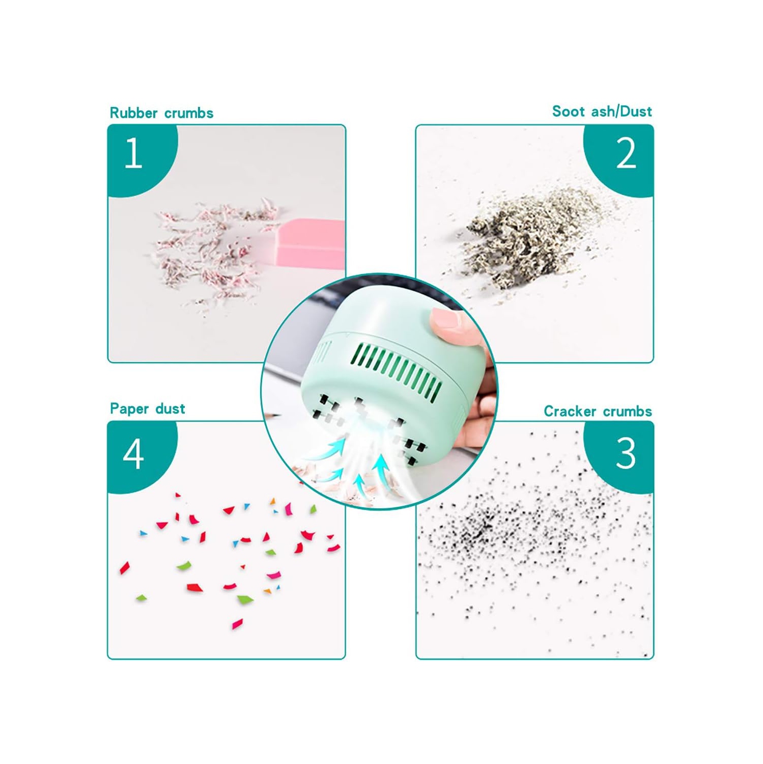 Desktop Vacuum Cleaner Portable Keyboard Sweeper Mini Crumb Vacuum Cleaner Table Food Rubber Crumb Dust Remover Cleaner for Home, Office, Cars -- No