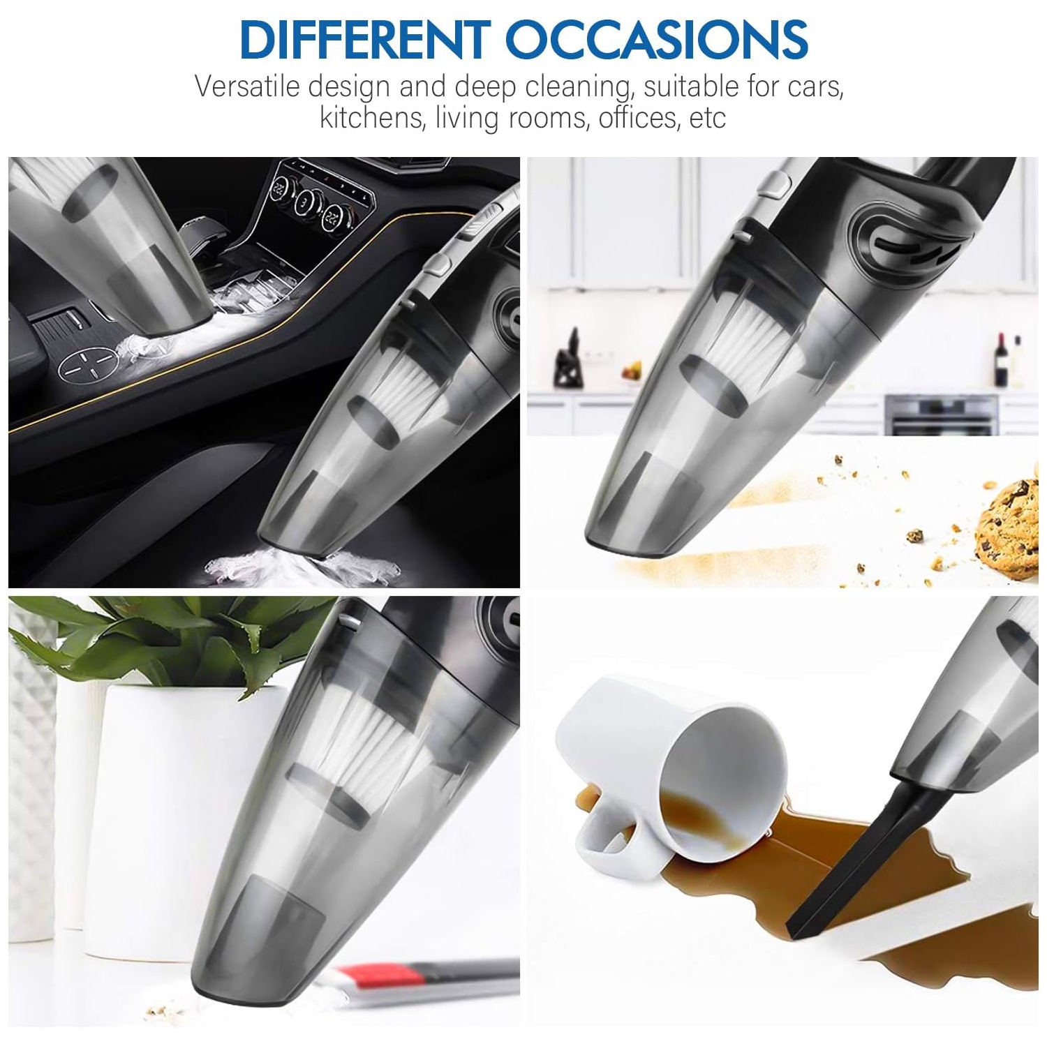 Aspirateur à main sans fil, aspirateur de voiture sans fil Rabbitstorm, aspirateur à main, recharge USB avec filtre lavable, aspirateur sec et humide