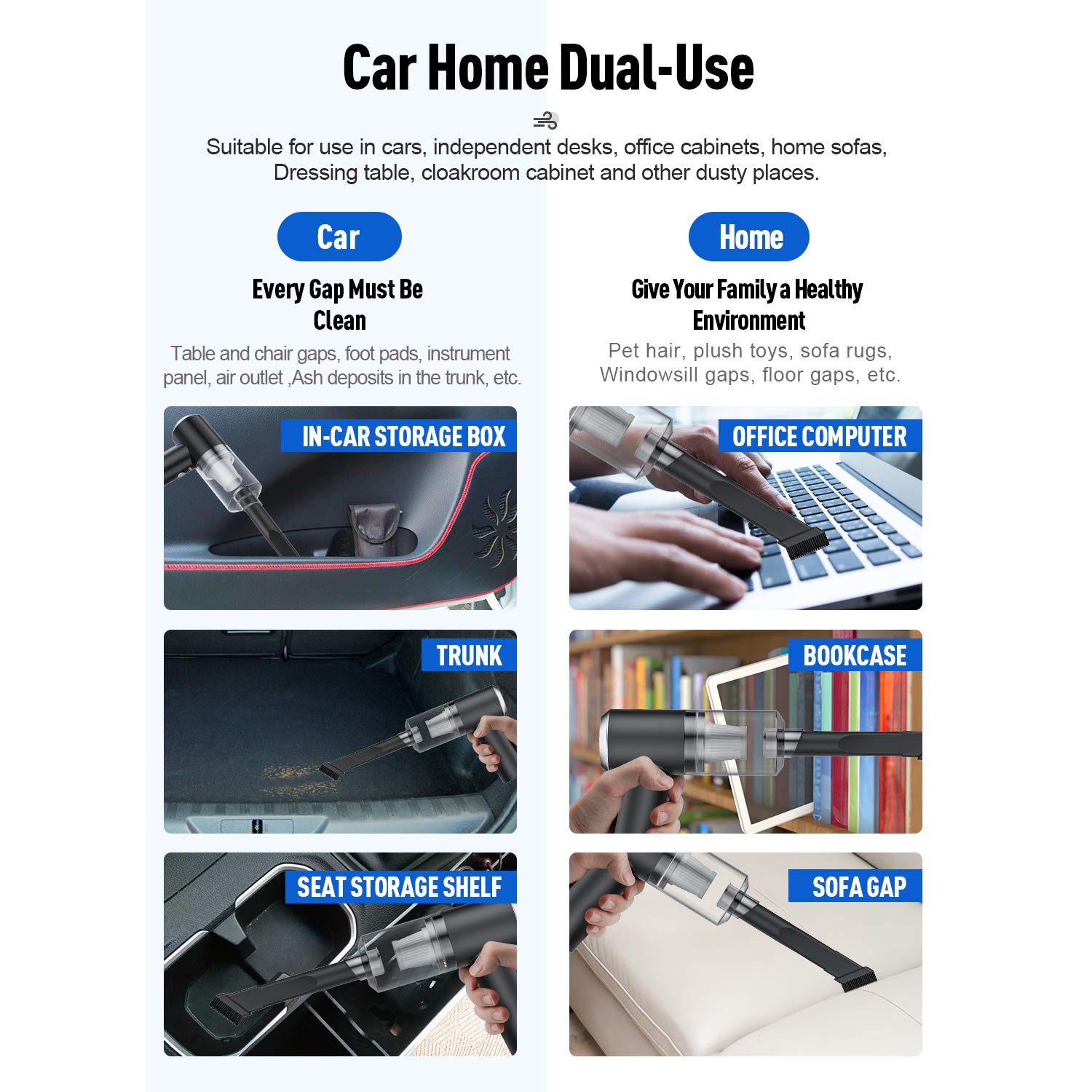 4500PA – Nettoyant pour clavier, aspirateur à main sans fil et Air Duster, sans fil et batterie EPO