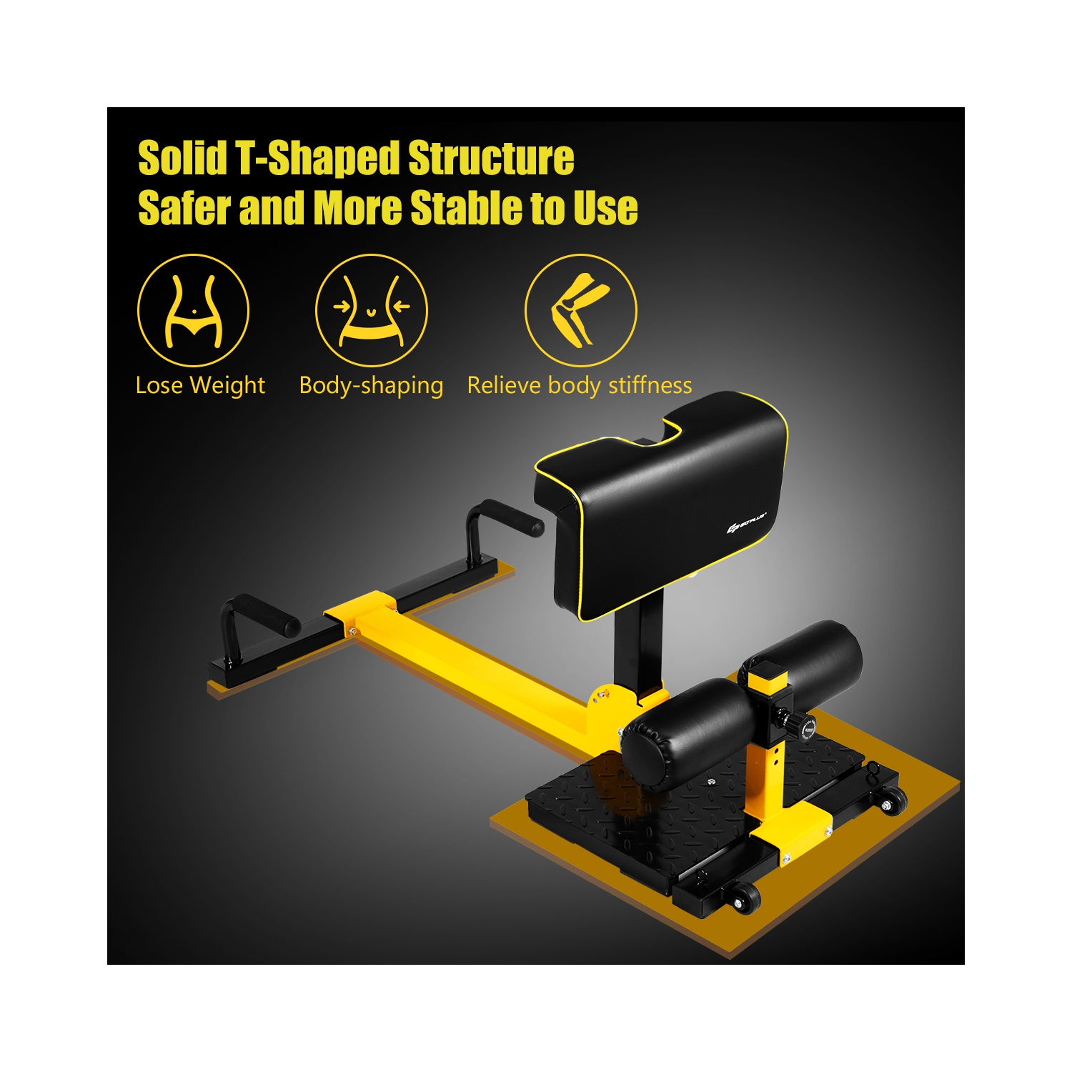 Machine à Squat Multifonctionnel, Muscalation pour Dos, Bras, Reins etc. Hauteur Ajustable, Coussin Ergonomique Ajustable, Roue de Transport, Boucles