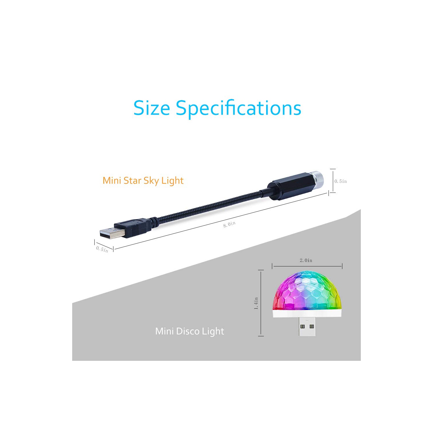 Romantic Auto Roof USB Star Lights with Mini Disco Light, Aevdor USB Night Lights, Flexible Atmosphere Decorations Lamp for