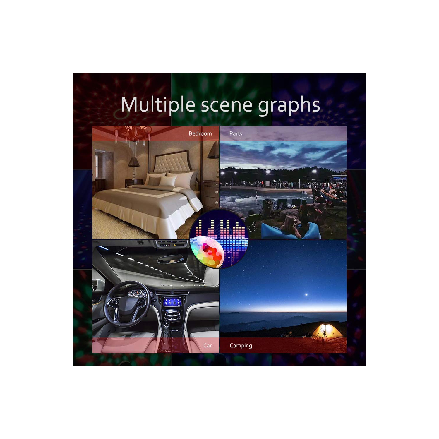 Romantic Auto Roof USB Star Lights with Mini Disco Light, Aevdor USB Night Lights, Flexible Atmosphere Decorations Lamp for