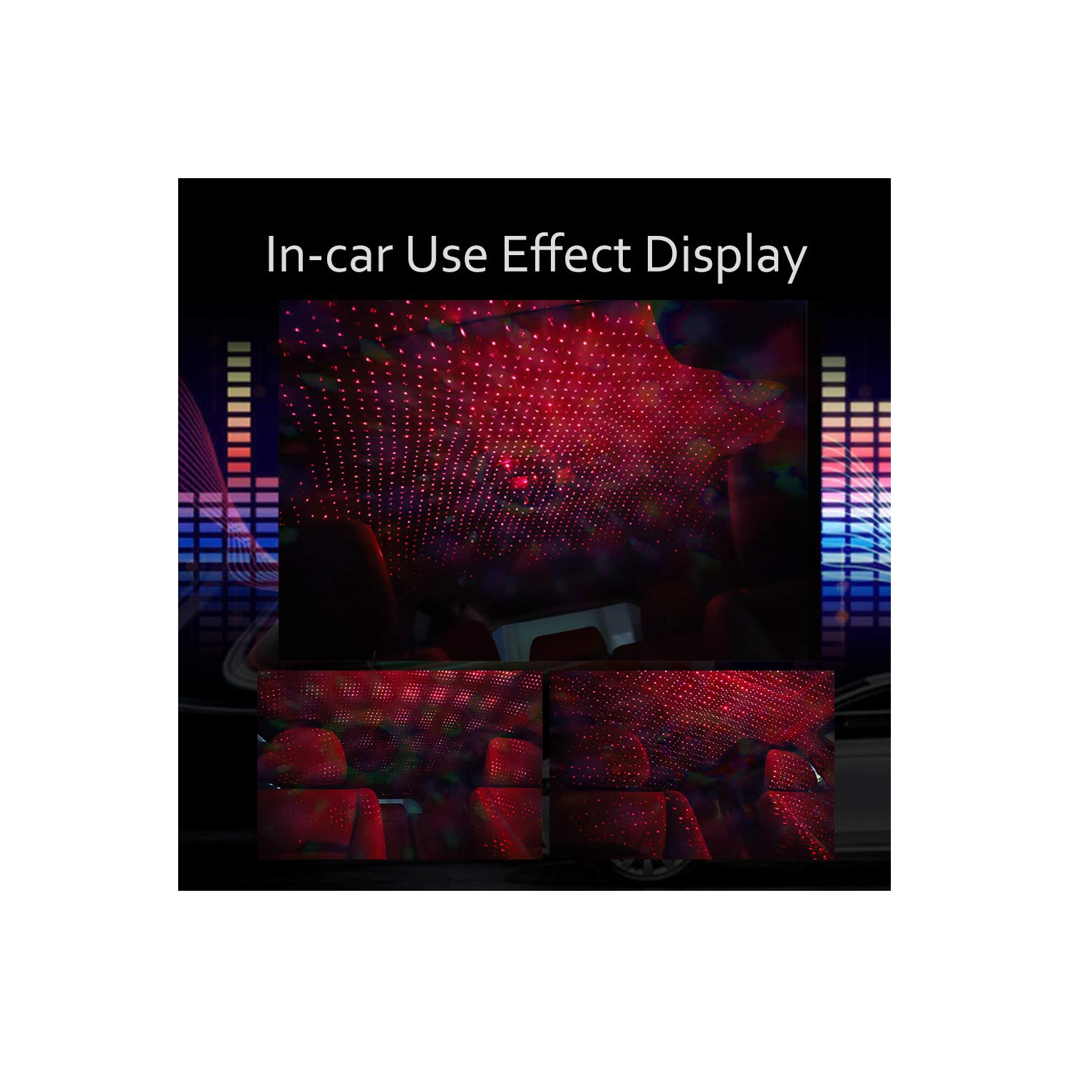 Romantic Auto Roof USB Star Lights with Mini Disco Light, Aevdor USB Night Lights, Flexible Atmosphere Decorations Lamp for