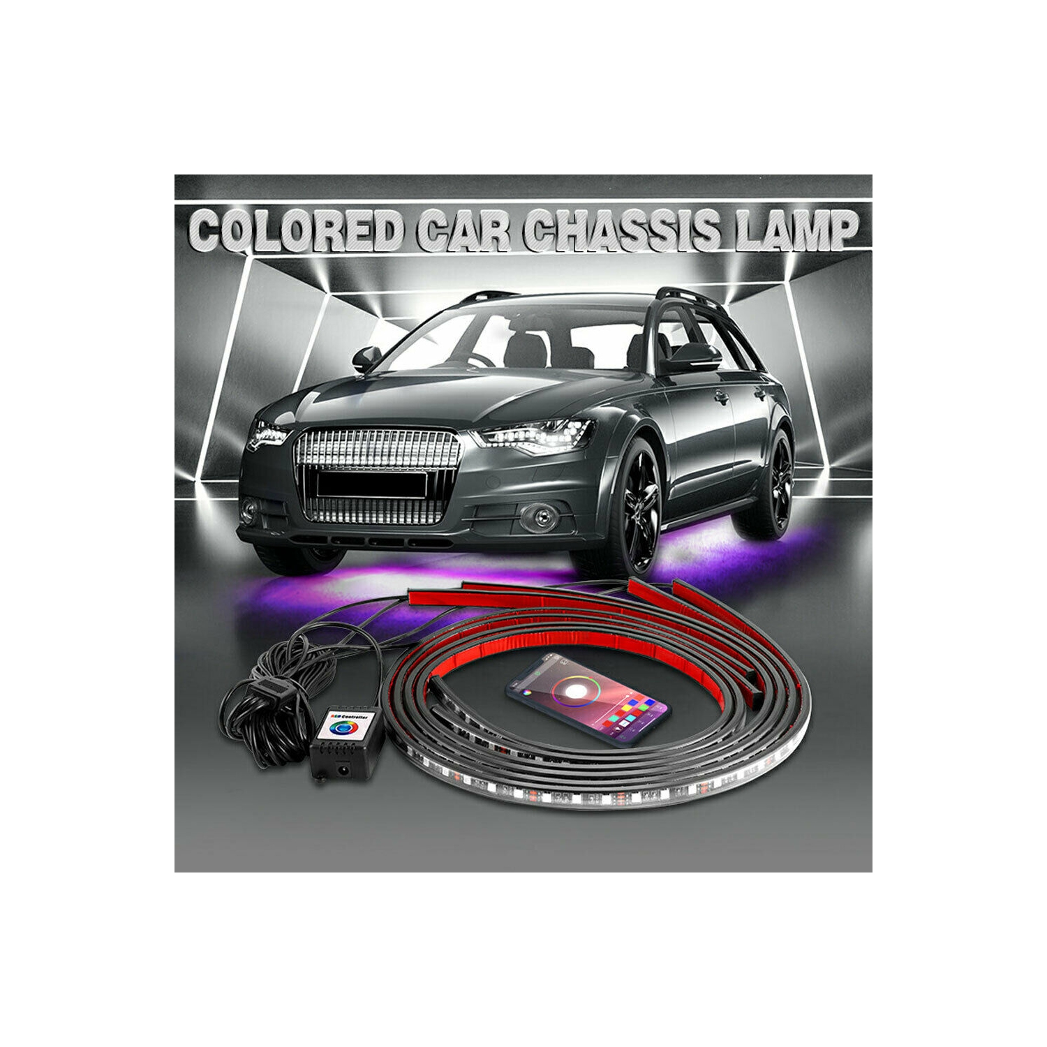 navor Underglow Ligts, Music Car LED Light Strips, Bluetooth App Control RGB Neon Strip Lights Kit with Sound Active Function