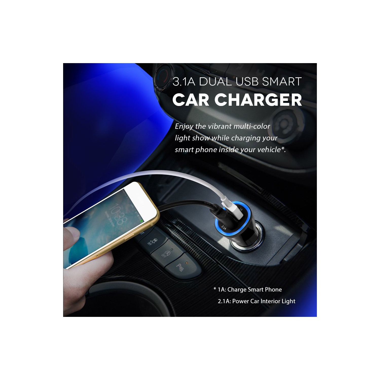 Underdash Lighting Kit, Megulla 4PC USB-Powered RGB Multi-Color LED Car Interior Lights with Sound Activation and Wireless R