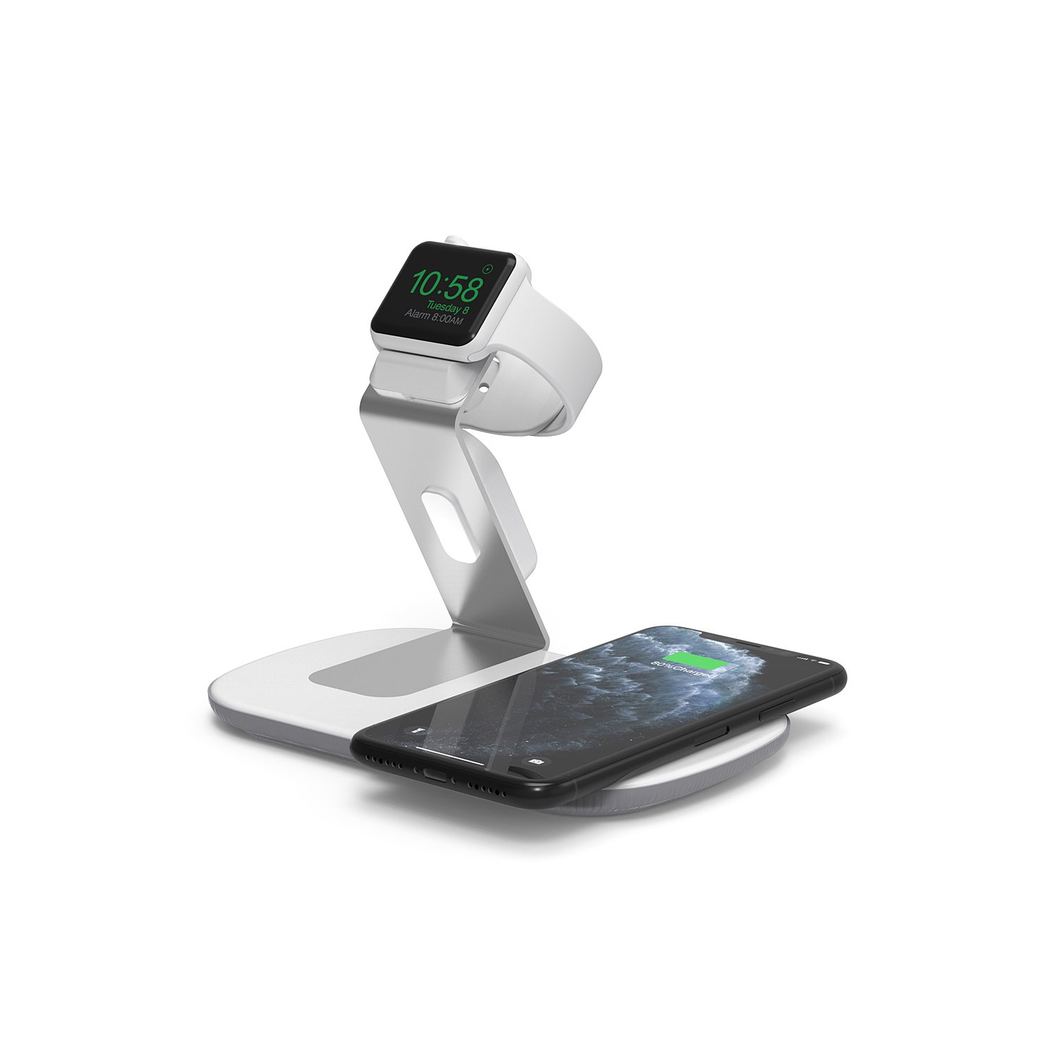 LAX QIDOCK-WHT Wireless Charging Dock Qi Wireless Charging Pad & Apple Watch Dock - White