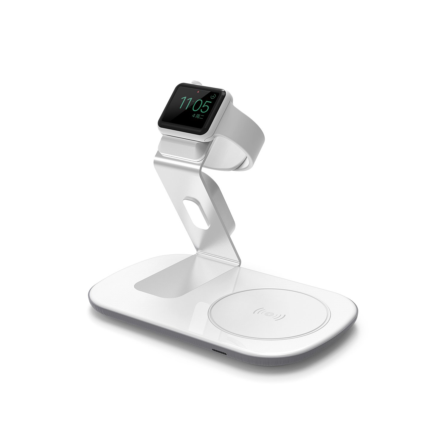 LAX QIDOCK-WHT Wireless Charging Dock Qi Wireless Charging Pad & Apple Watch Dock - White