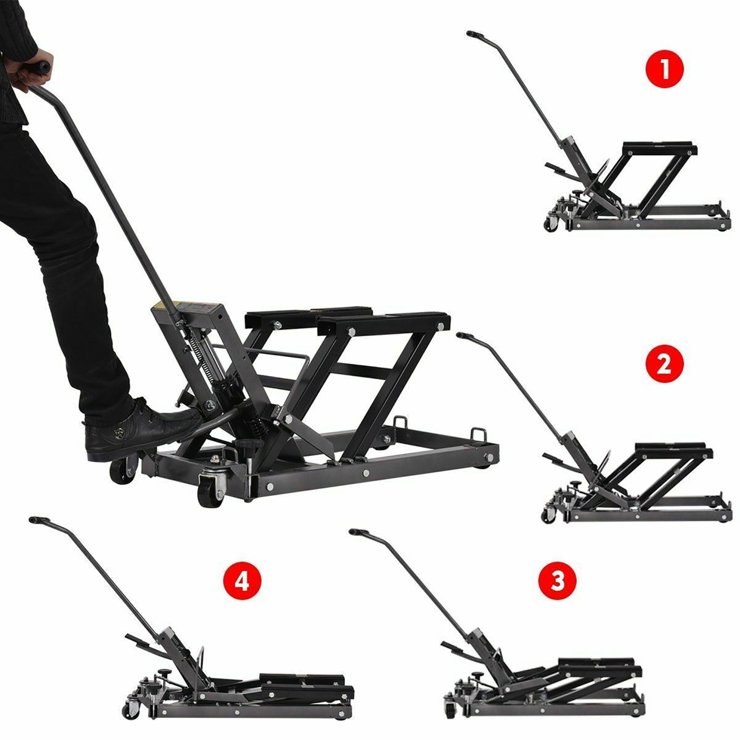 Costway Motorcycle ATV Jack Lift Stand Quad Dirt Street Bike Hoist 1500 Lbs