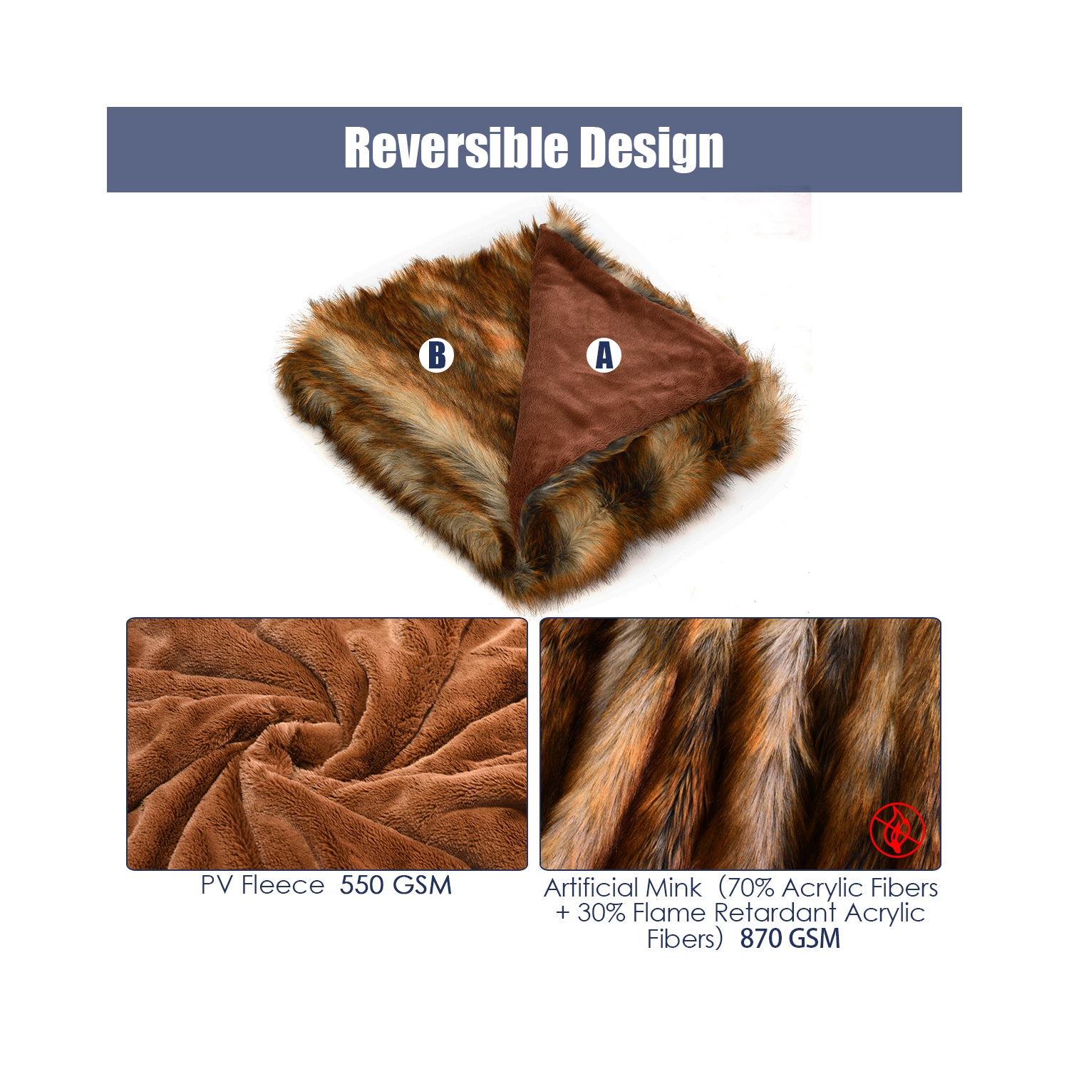 Costway Luxury Plush Faux Fur Throw Blanket Soft Warm Fluffy Bed Couch