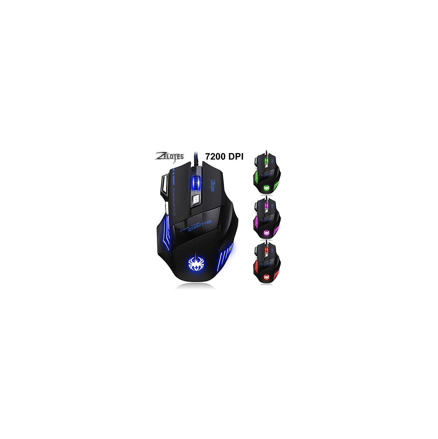 WINGOMART T6 Game Gaming Mouse Mice by ZELOTES Professional LED Optical 7200 DPI 7 Button USB Wired for gamer Adjustable DPI