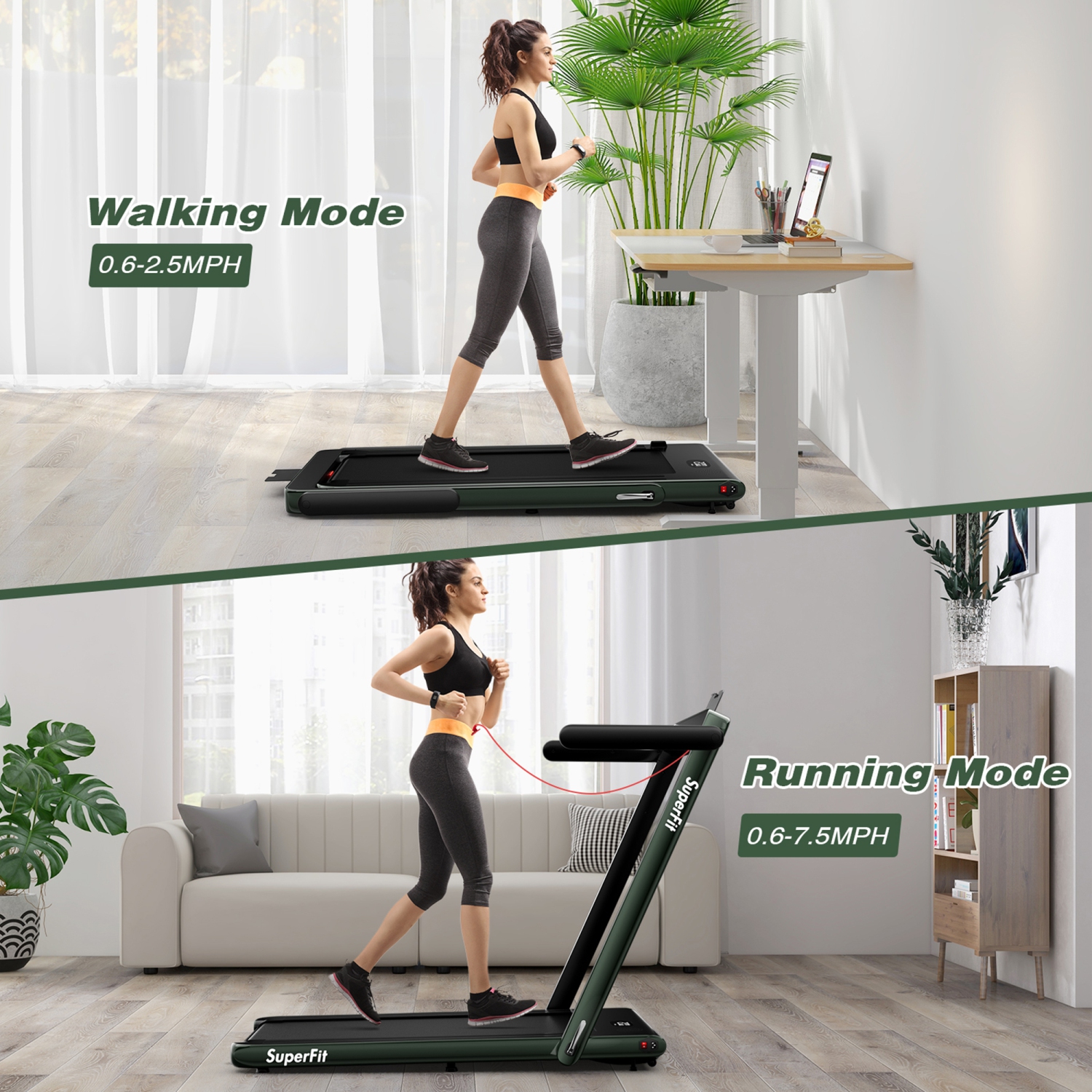 Tapis roulant motorisé pliable sous le bureau Tapis roulant électrique Télécommande APP