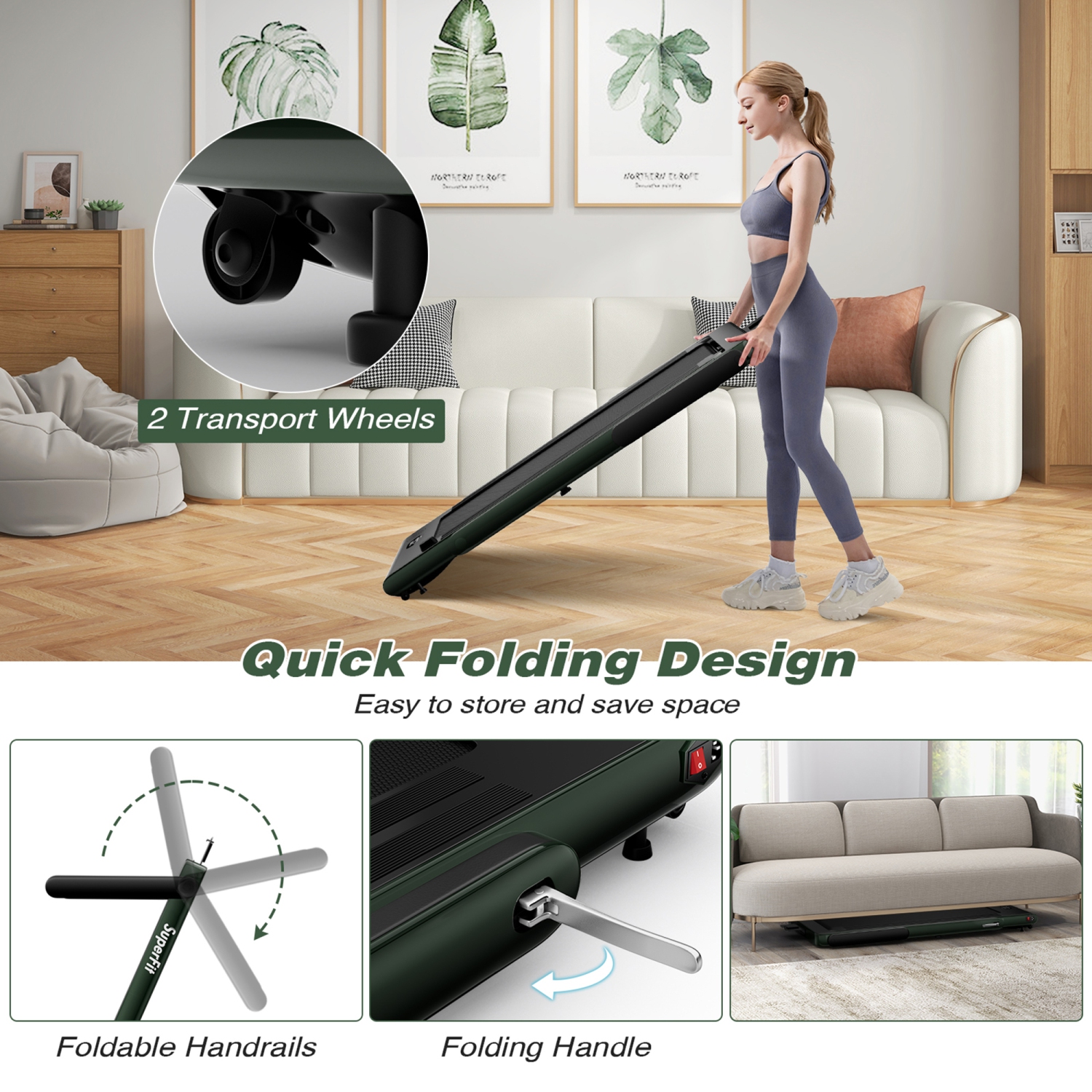 Tapis roulant motorisé pliable sous le bureau Tapis roulant électrique Télécommande APP