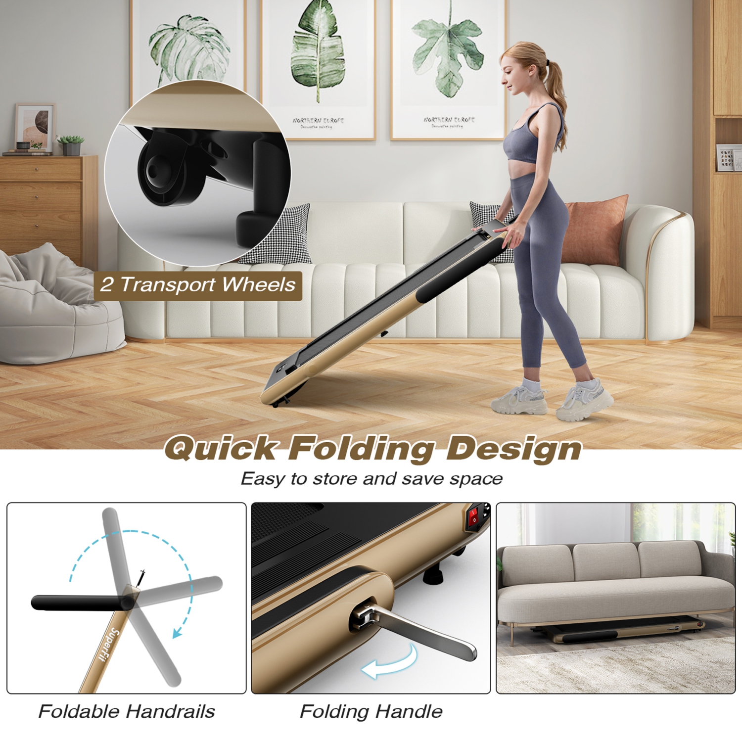 Tapis roulant motorisé pliable sous le bureau Tapis roulant électrique Télécommande APP