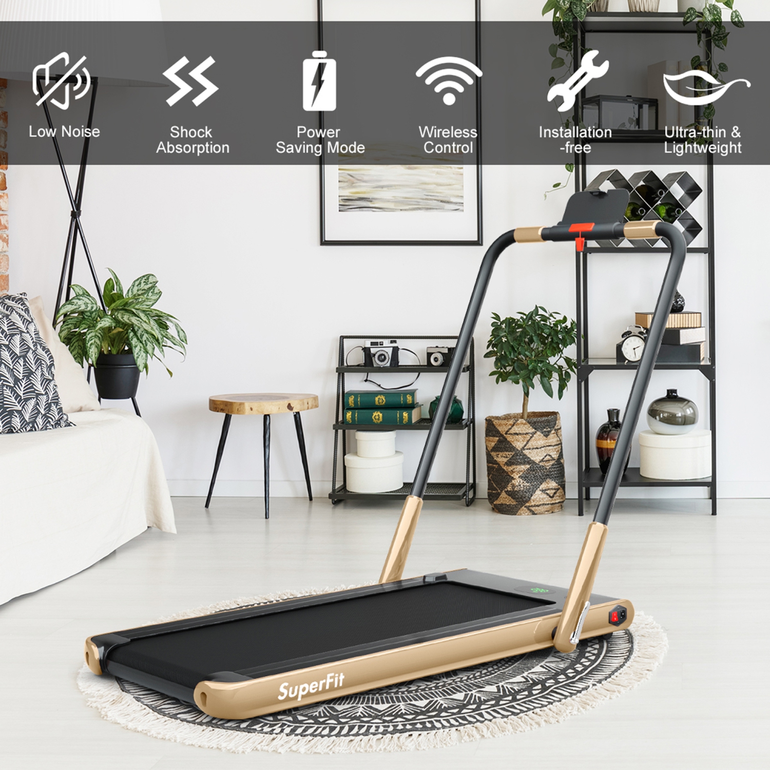 Gymax 2.25HP Under Desk Electric Pad Treadmill Running Machine w/ APP