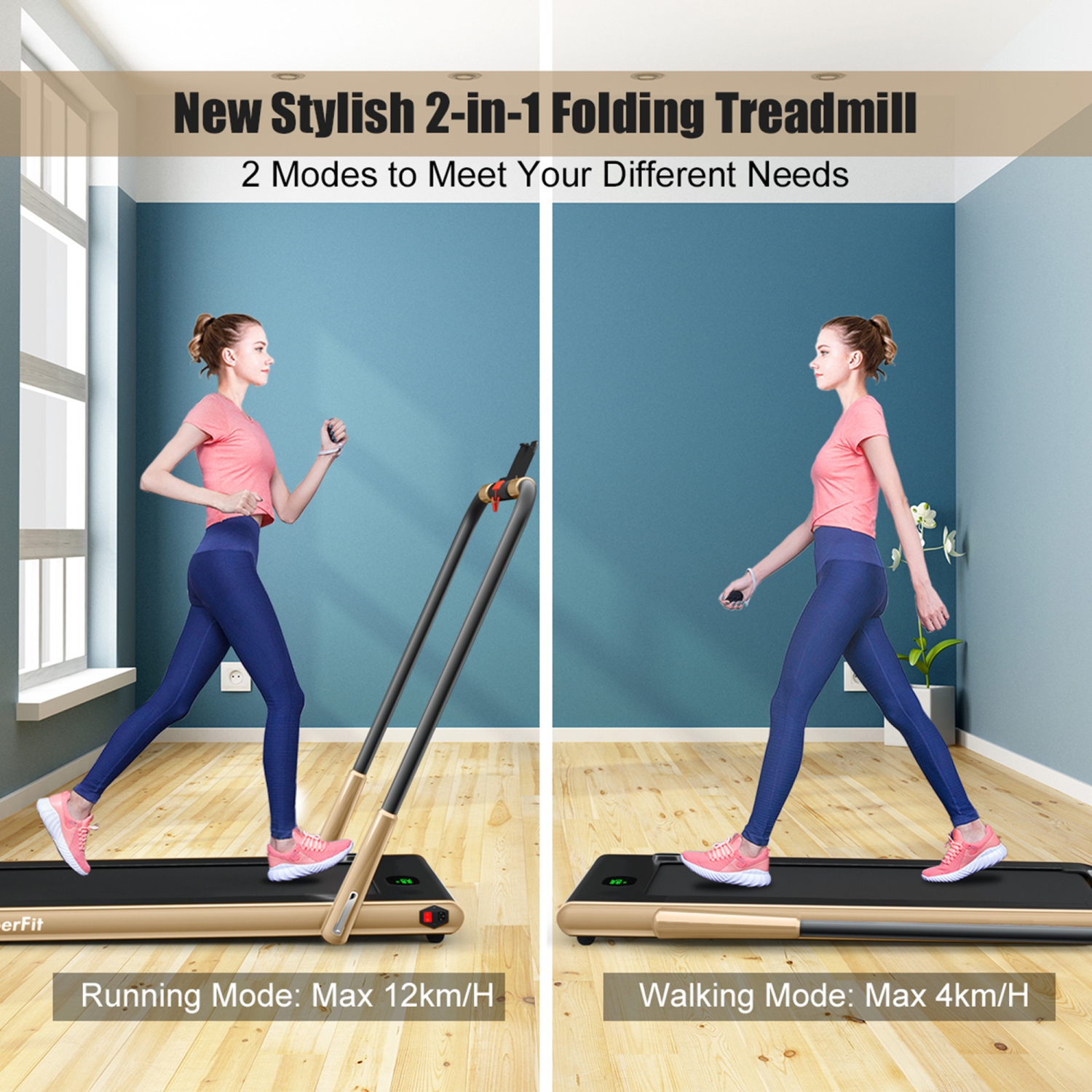 Gymax 2.25HP Under Desk Electric Pad Treadmill Running Machine w/ APP