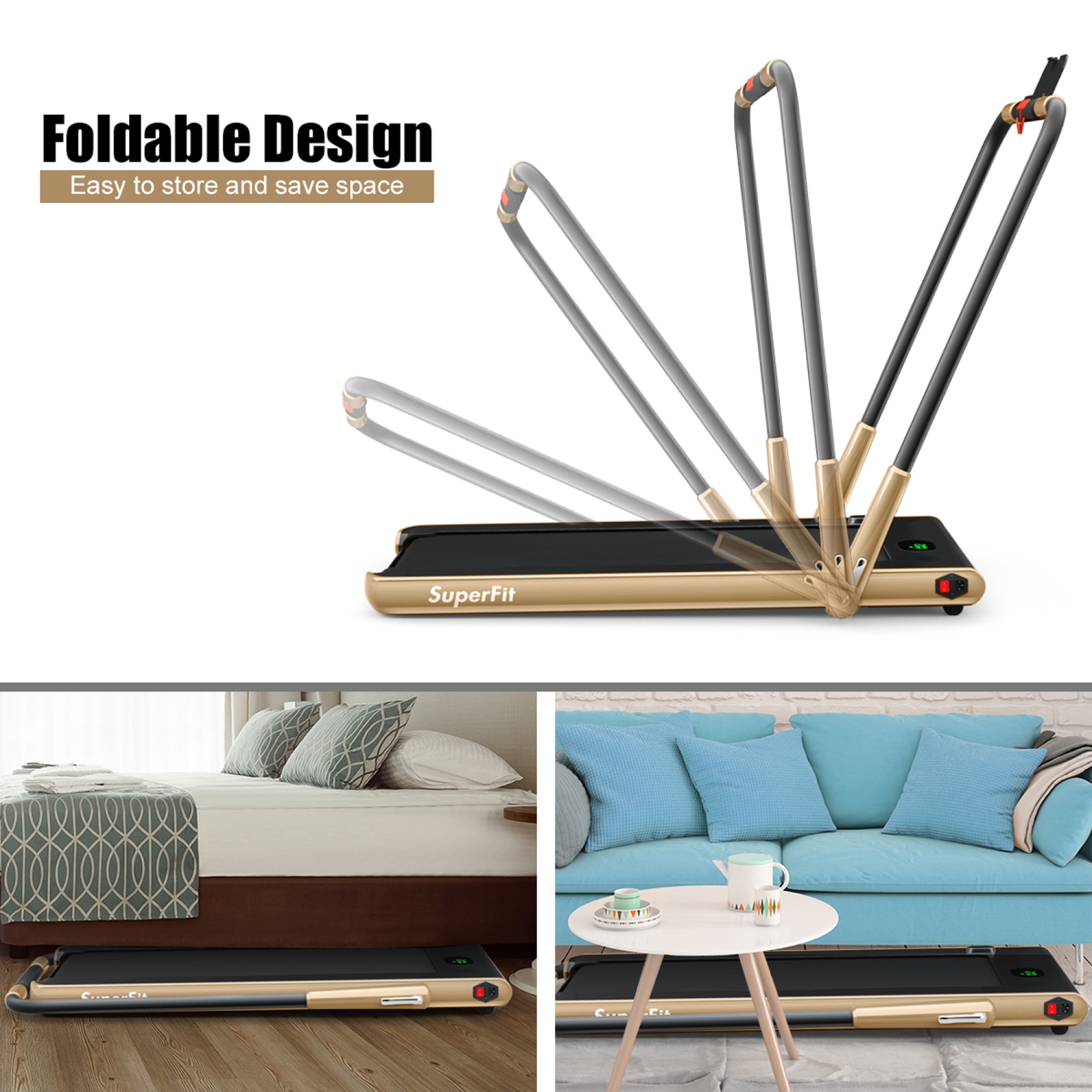 Gymax 2.25HP Under Desk Electric Pad Treadmill Running Machine w/ APP