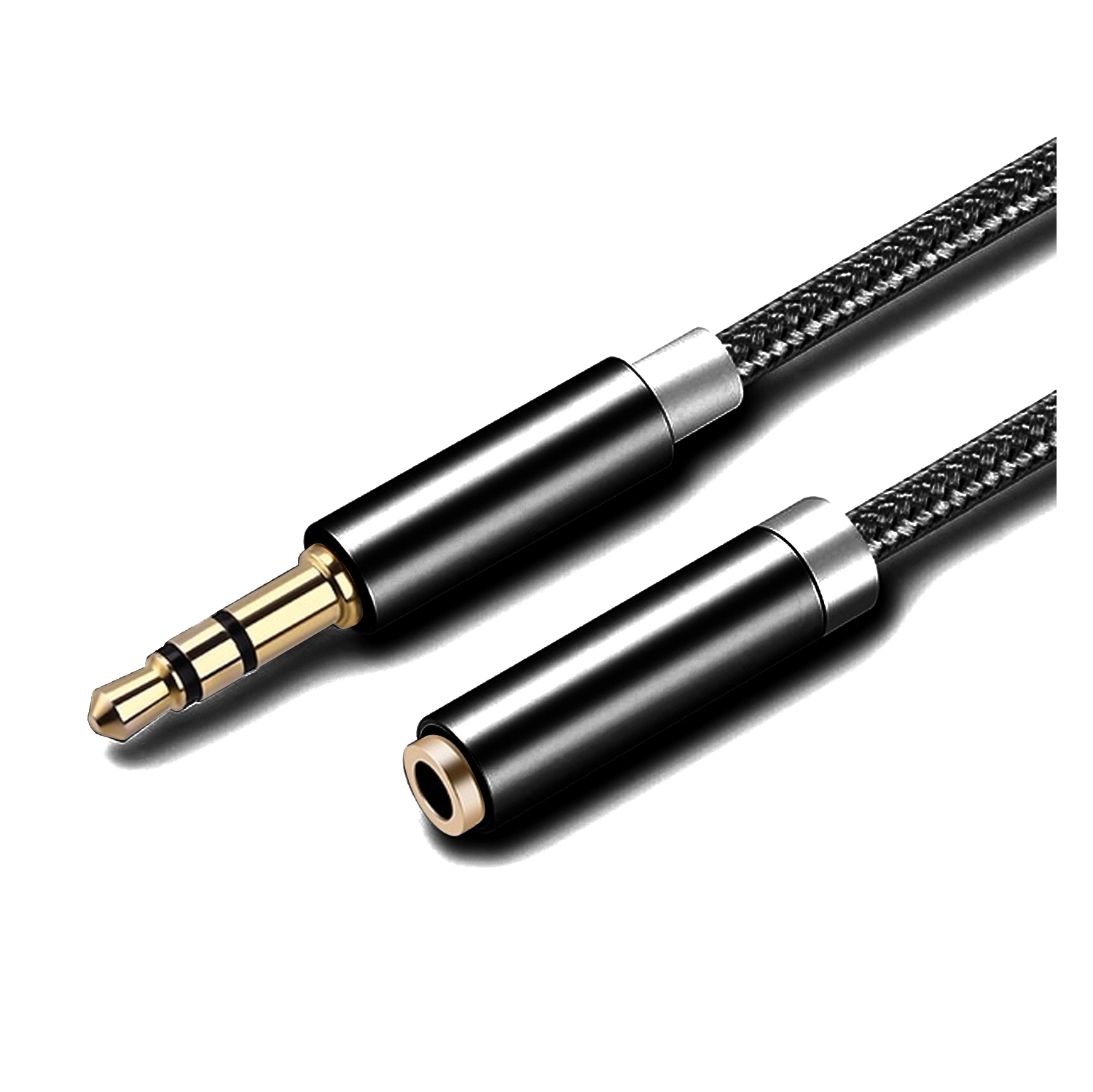 Câble de rallonge auxiliaire en nylon tressé de 1 m d’Exian avec connecteur de 3,5 mm, noir