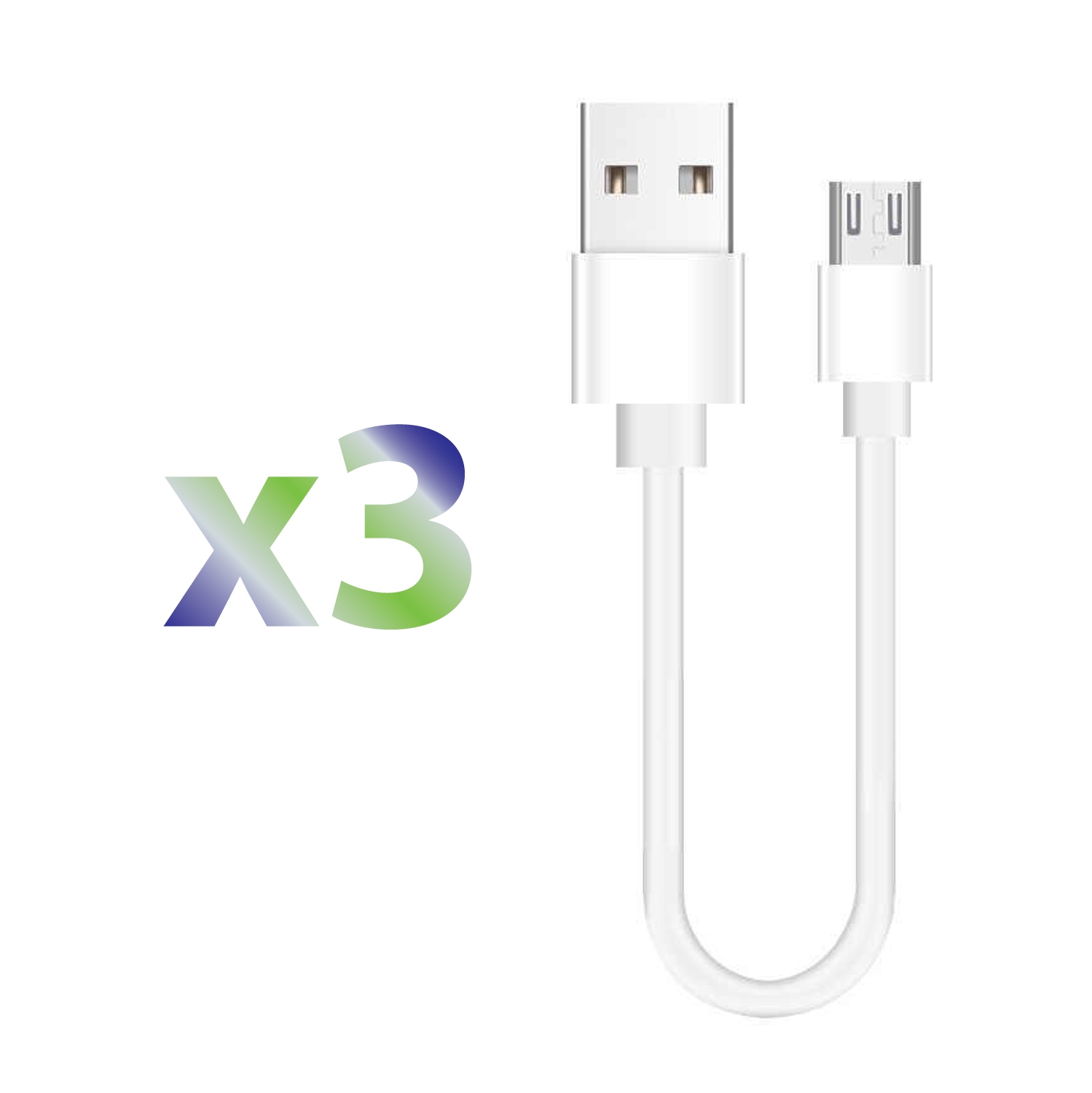 Exian Micro USB Short Cable 0.2M White, 3/Pkg