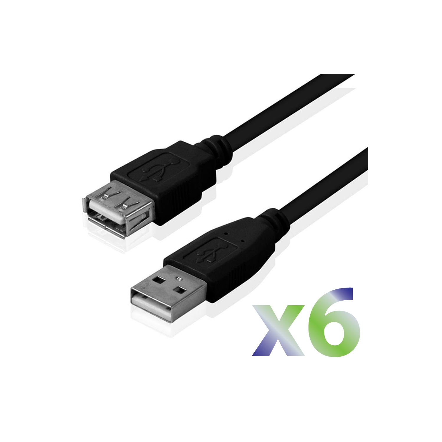 Câble de rallonge USB d’Exian, 28 po, noir, 6/paquet