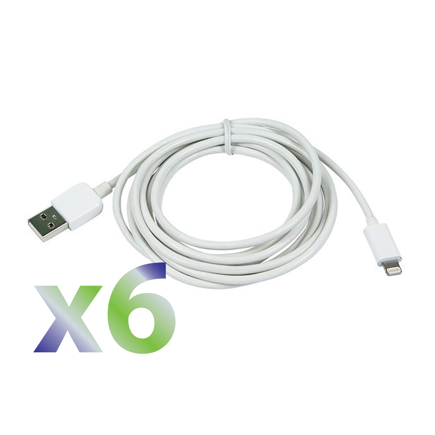 Exian Lightning USB Cable White 1M, 6/Pkg