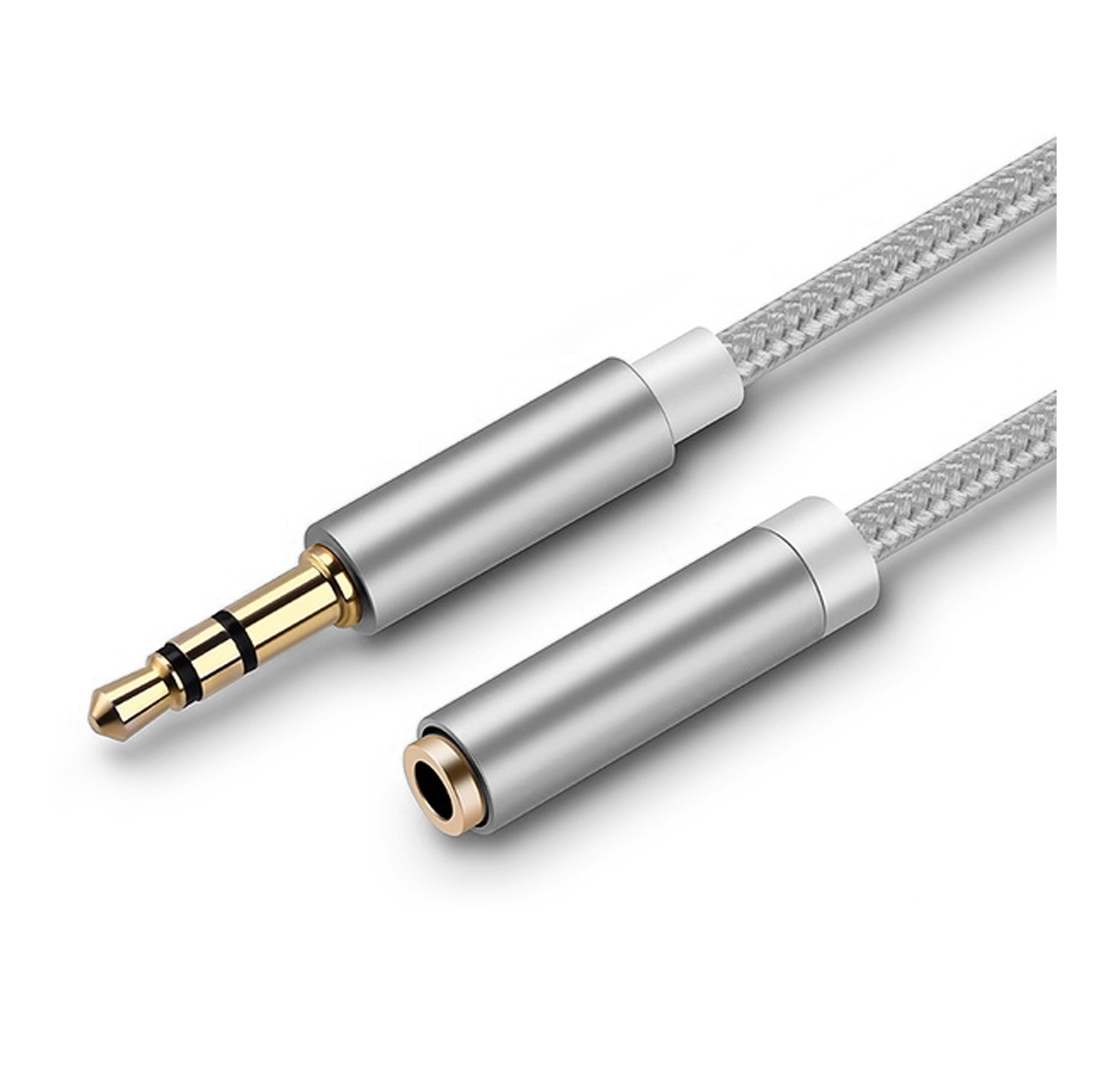 Câble de rallonge auxiliaire en nylon tressé de 1 m argenté d’Exian