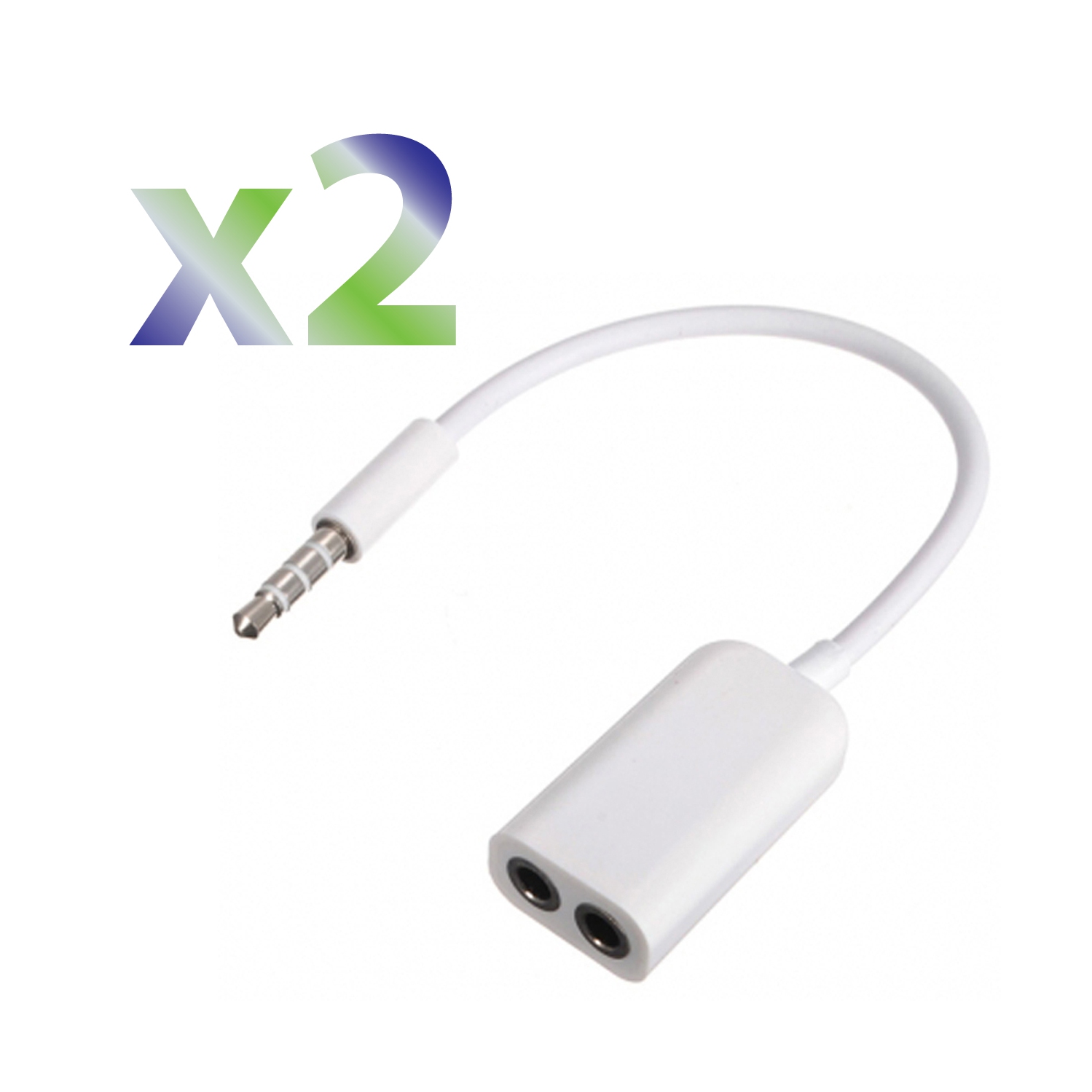 Exian 3.5mm Auxillary Splitter adapter Cable White 2/Pkg