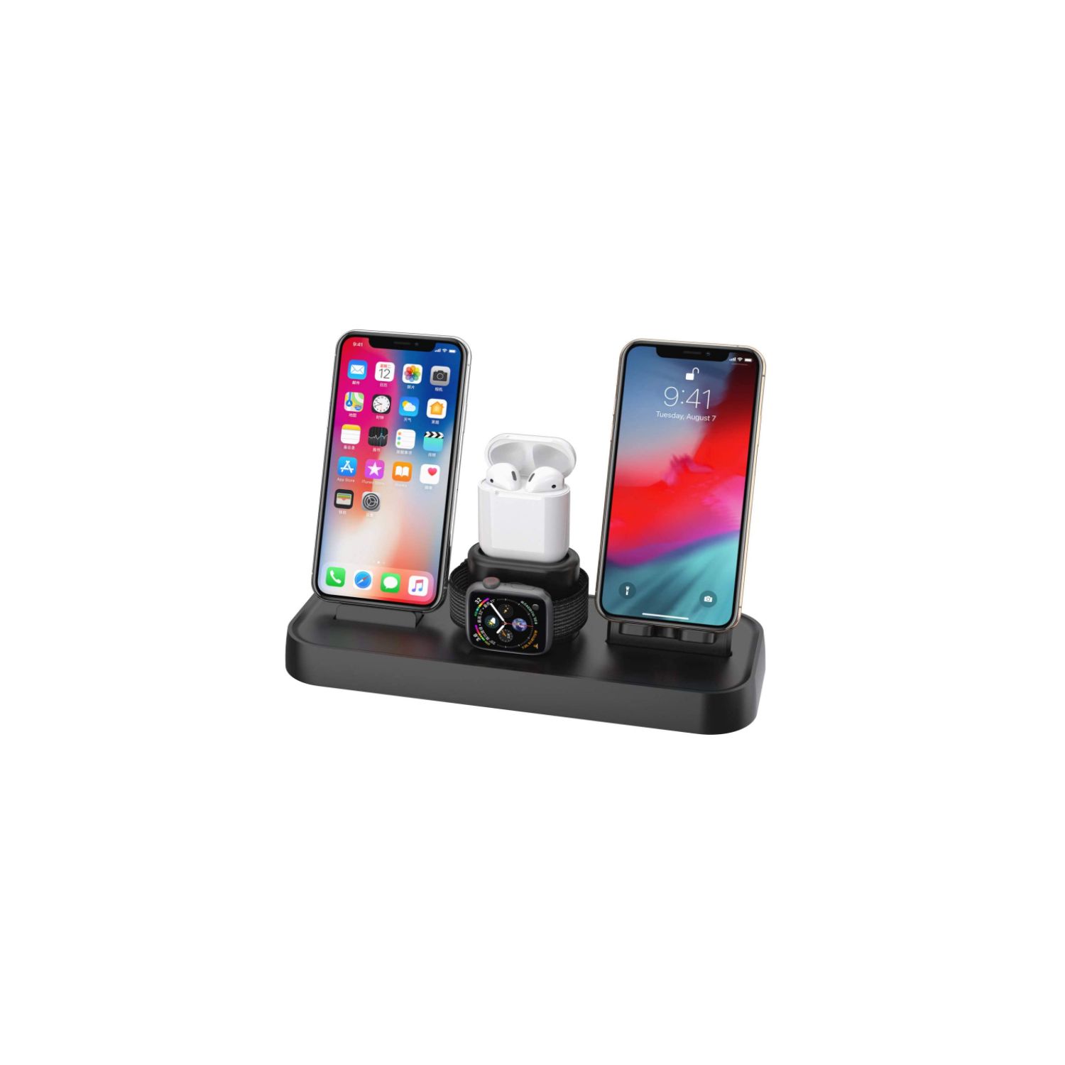 Wireless Charger, 4 in 1 Charging Station for Apple, Wireless Charging Pad Stand with Apple Watch Charger Stand, Apple Watch Charging Stand with AirPods Dock Wireless Charger for iPhone iWatch Airpods