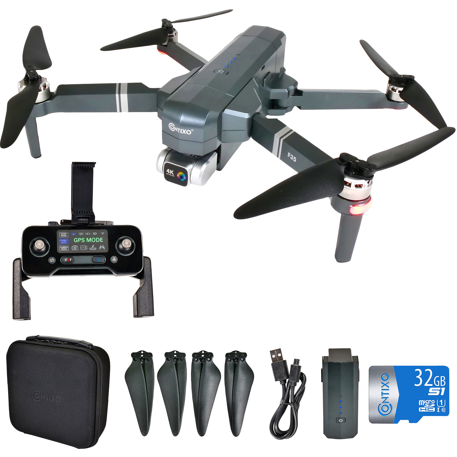 Contixo F35 Quadcopter Drone with Camera & Controller - Ready-to-Fly - Grey - Only at Best Buy