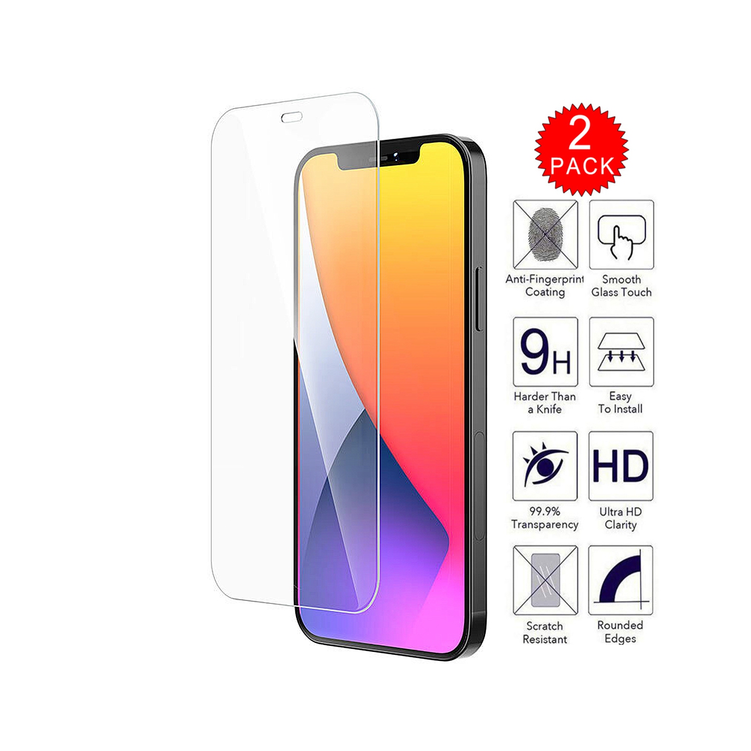 【Lot de 2】 Protecteur d'écran en verre trempé CSmart pour iPhone 12 Pro Max, compatible avec les étui et sans bulles