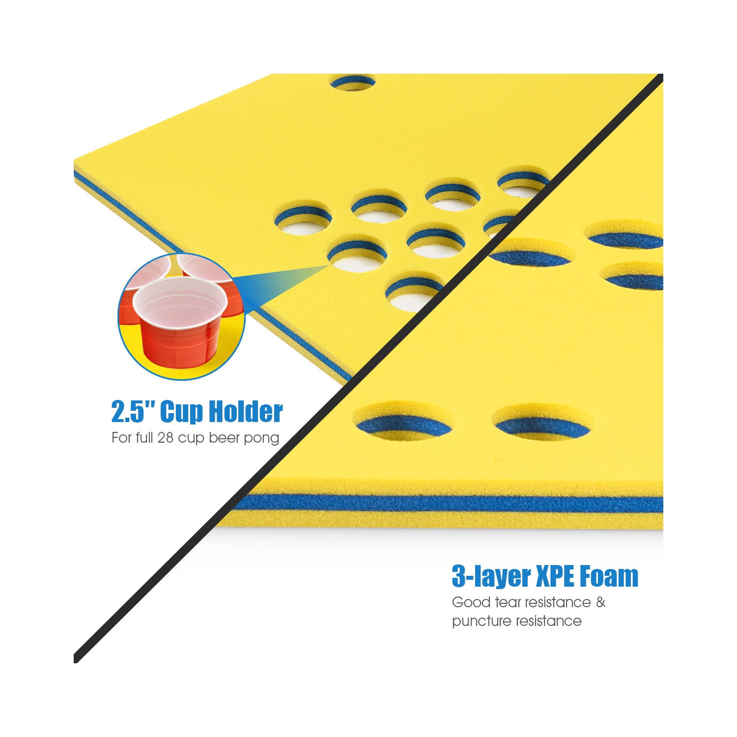Details about   5.5' x 23.5" 3-Layer Multi-Purpose Floating Beer Pong Table
