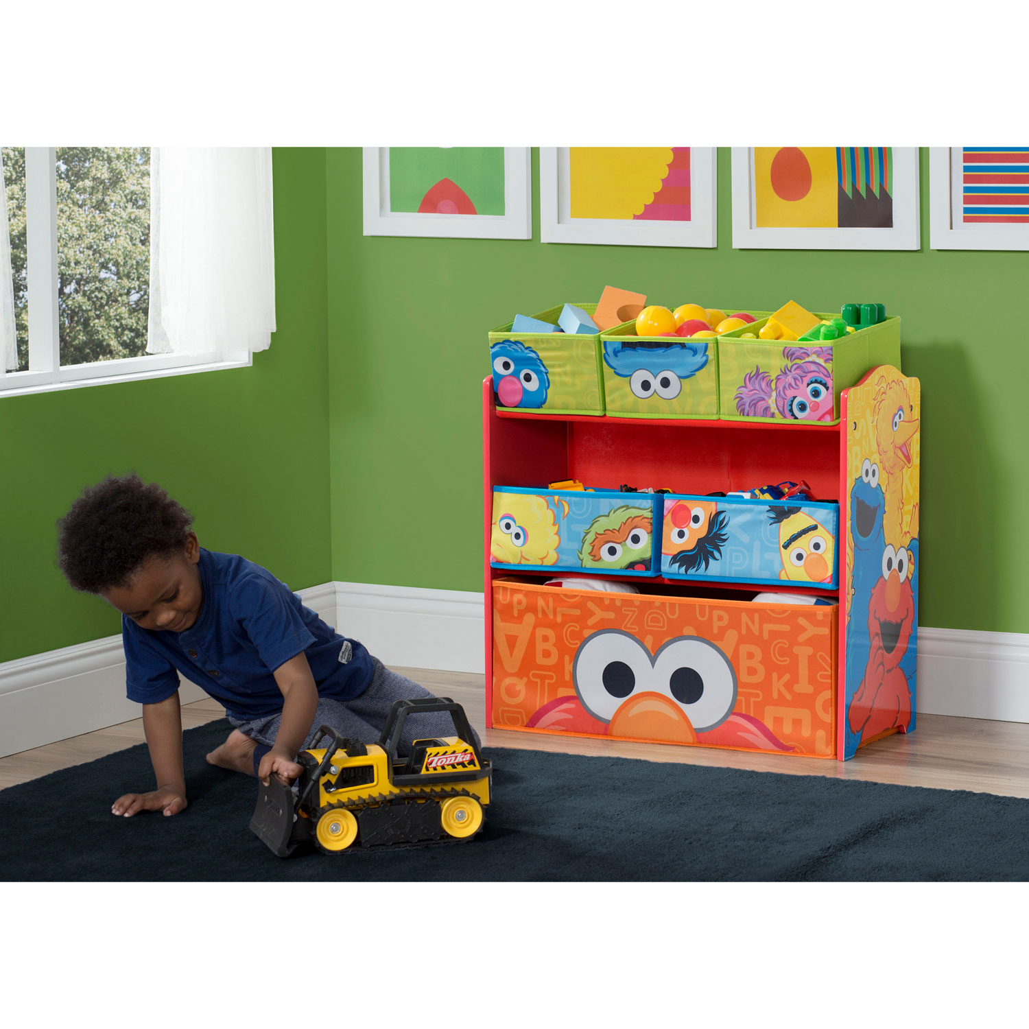 Meuble de rangement pour jouets à 6 bacs Sesame Street de Delta Children