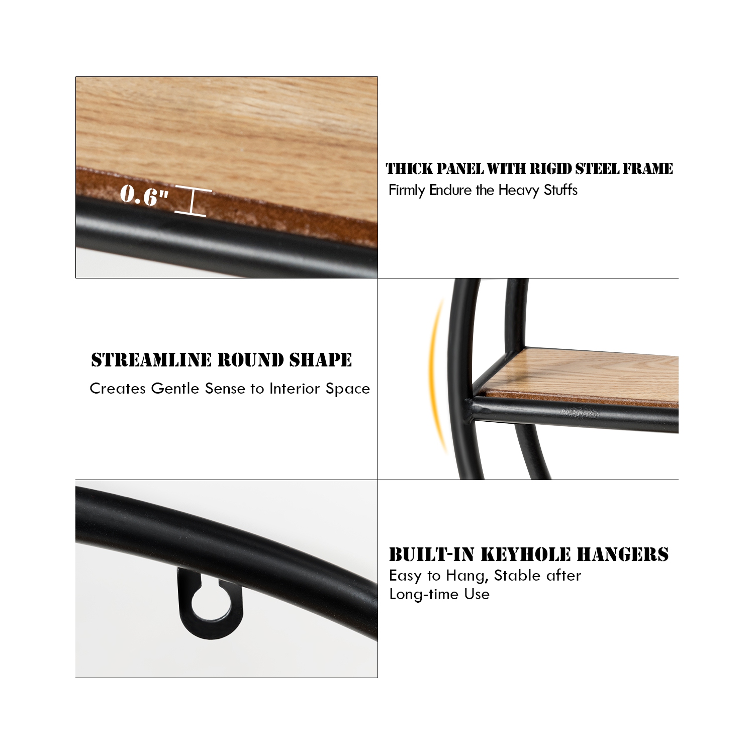 Costway Hanging Storage Shelf Round Circular Wall-Mounted 4-Tier Rack Room Decoration