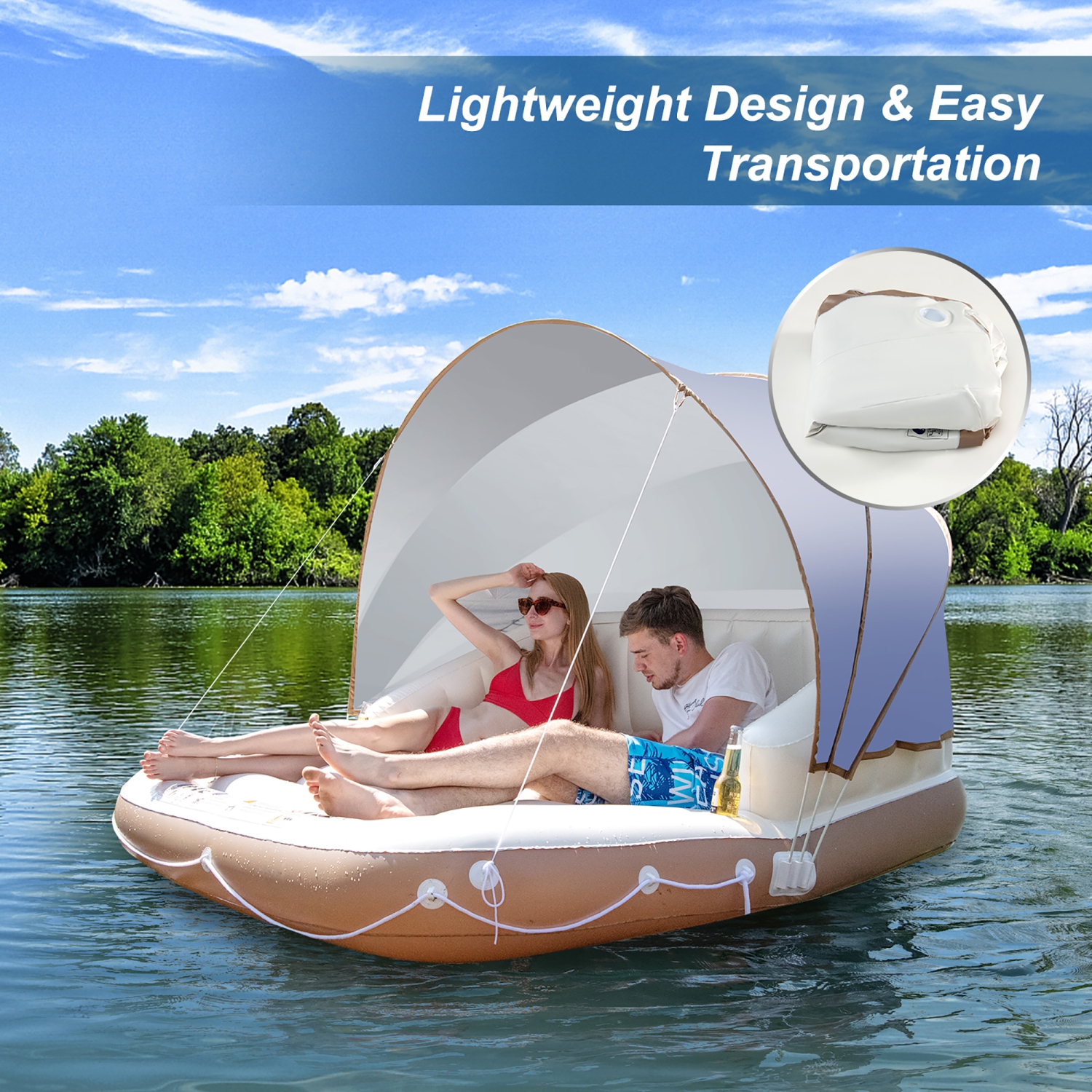 Costway Canopy Inflatable Pool Float Lounge Swimming Raft | Best