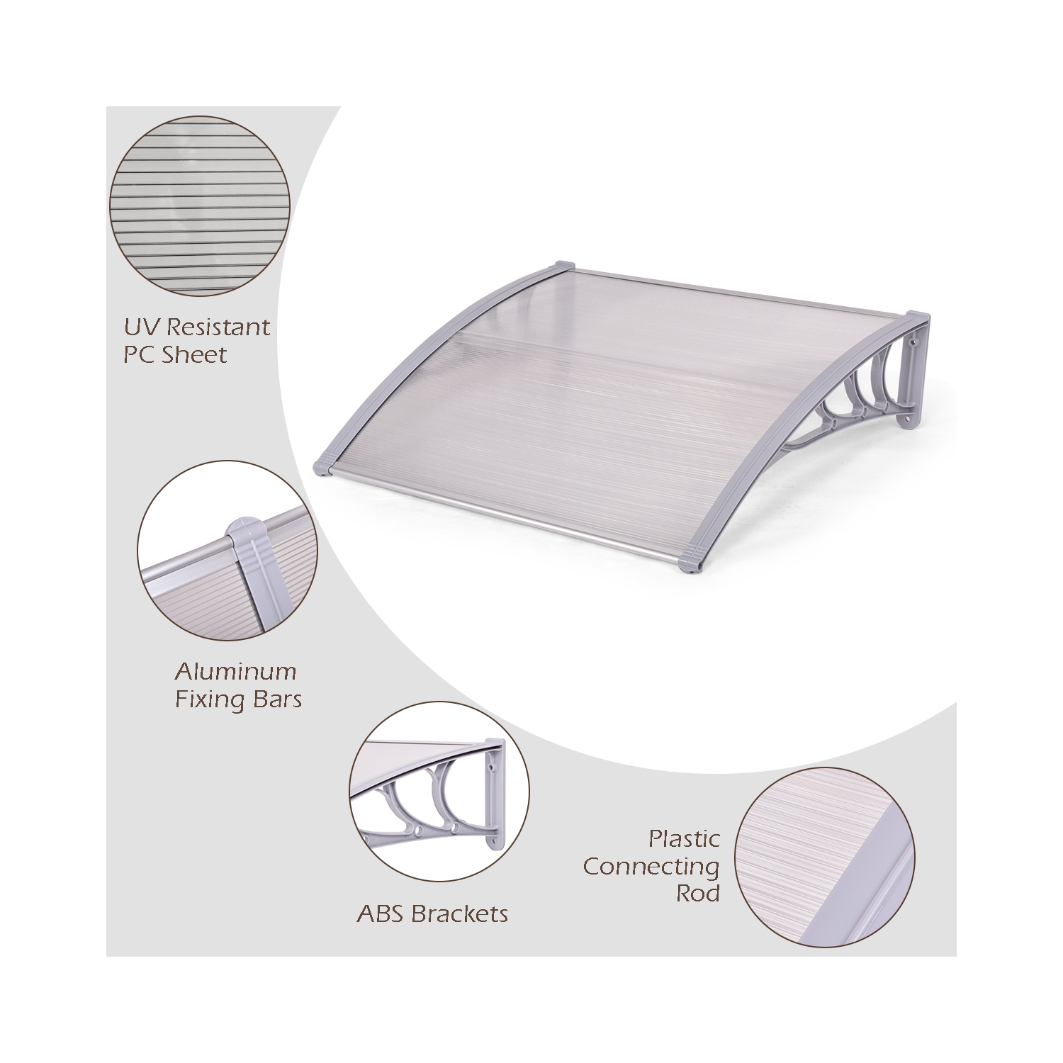 Porte d'auvent de fenêtre de 40 x 40&nbsp;po de Costway; Porte avant extérieure