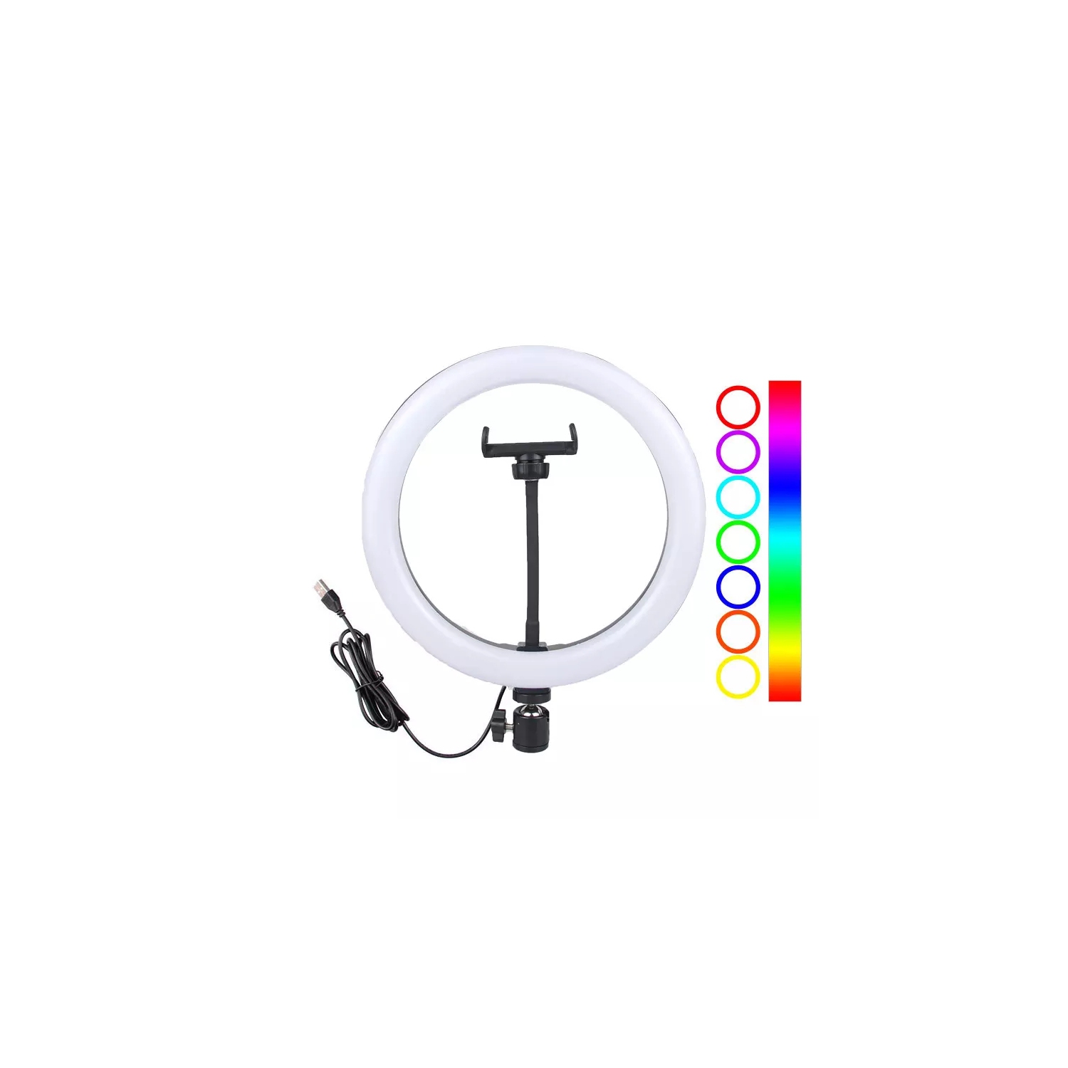 10” Selfie RGB Ring Light with Flexible Phone Holder. Bloggers Ring light for TikTok/YouTube/Live Stream/Makeup/Photography/Meetings - with control