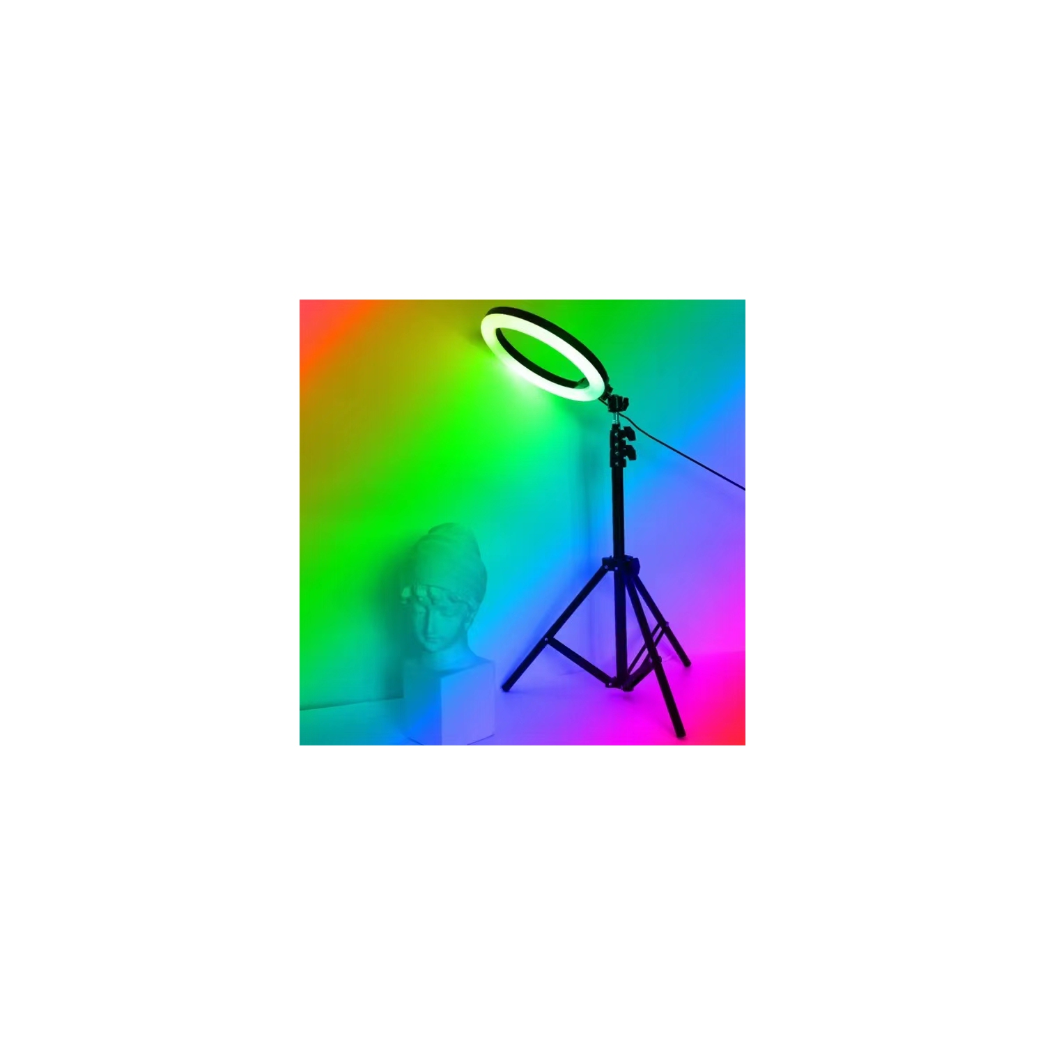 10” Selfie RGB Ring Light with 6ft Tripod Stand & Flexible Phone Holder. Bloggers Ring light for TikTok/YouTube/Live
