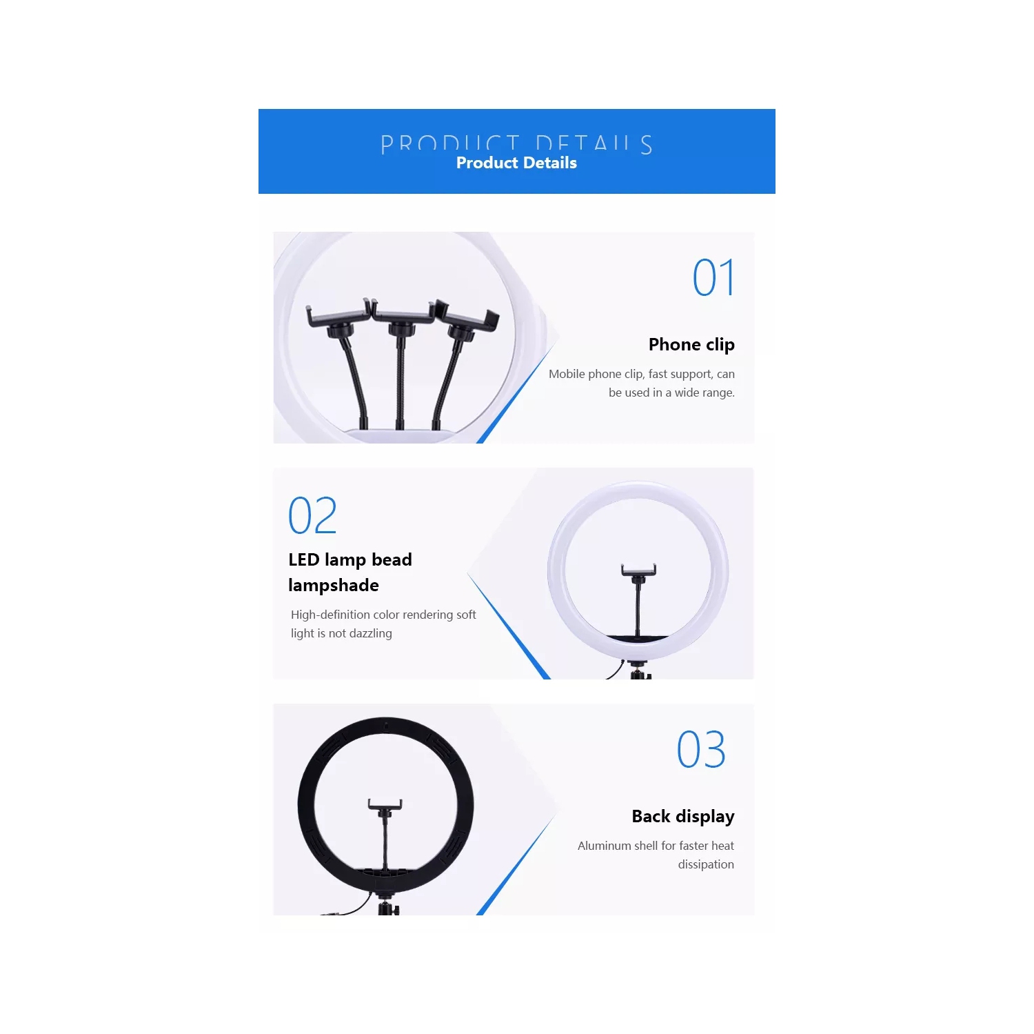 10” Selfie RGB Ring Light with 6ft Tripod Stand & Flexible Phone Holder. Bloggers Ring light for TikTok/YouTube/Live
