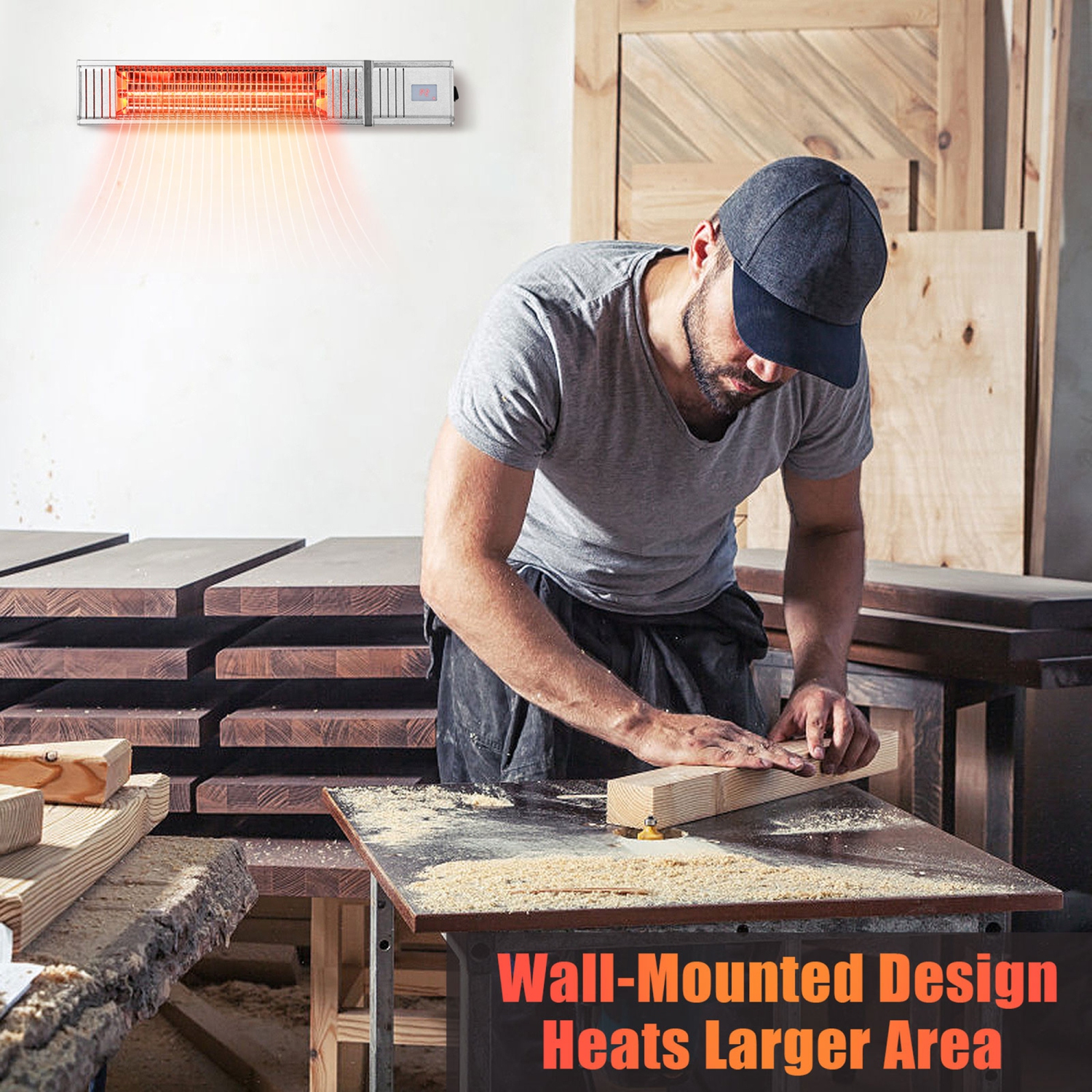 Gymax 1500W Infrared Wall Mount Space Heater Indoor Outdoor w/ Remote Control