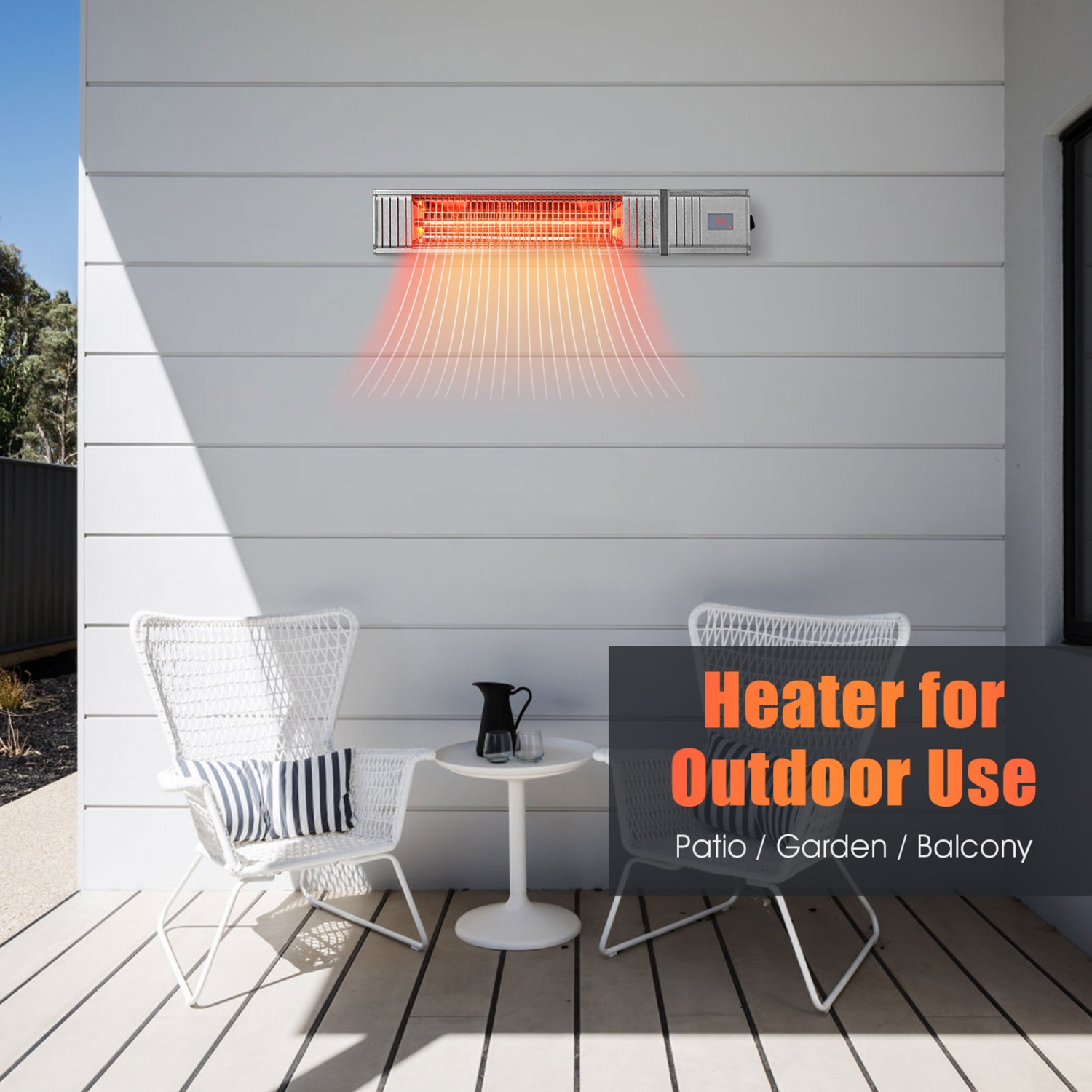 Gymax 1500W Infrared Wall Mount Space Heater Indoor Outdoor w/ Remote Control