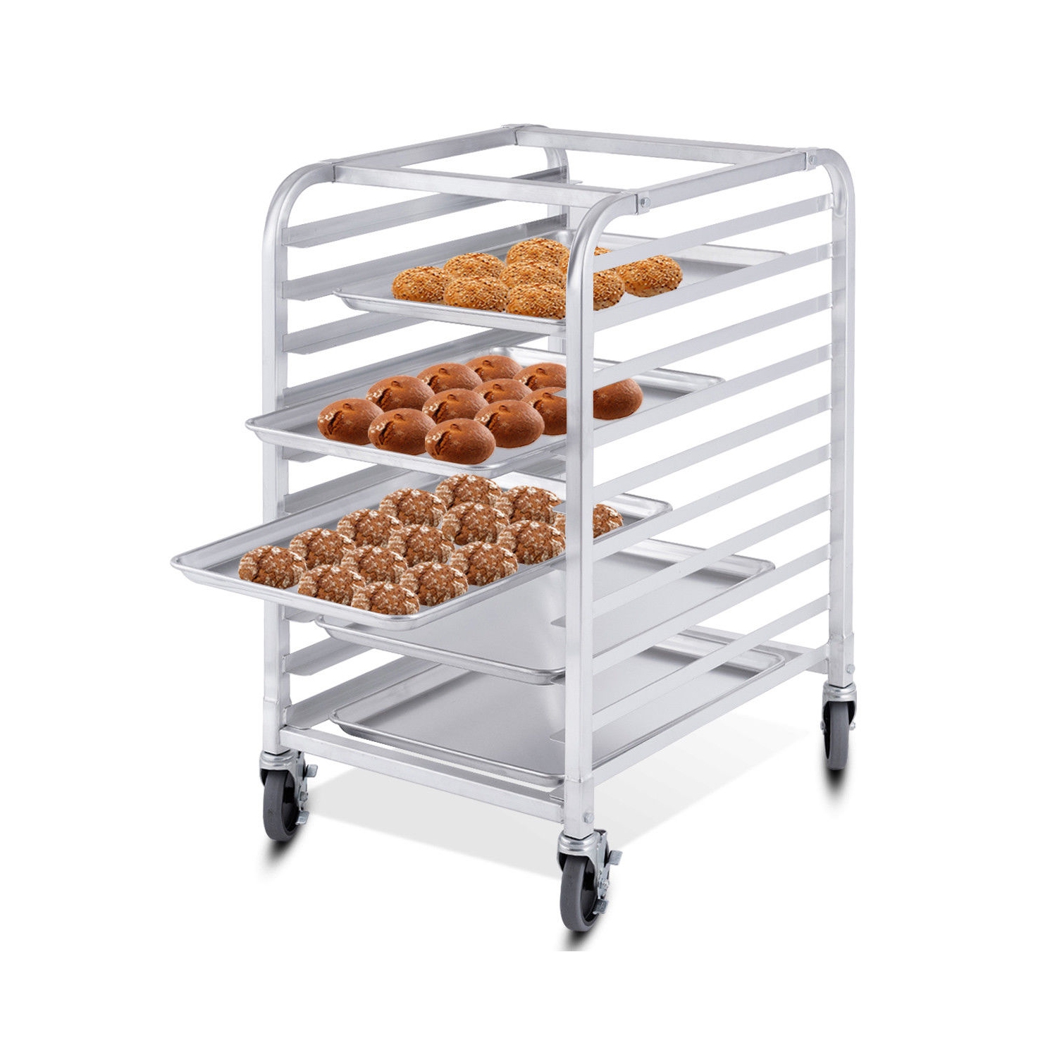 Costway 10 Sheet Aluminum Bakery Rack Commercial Cookie Bun Pan Kitchen w/ Wheel