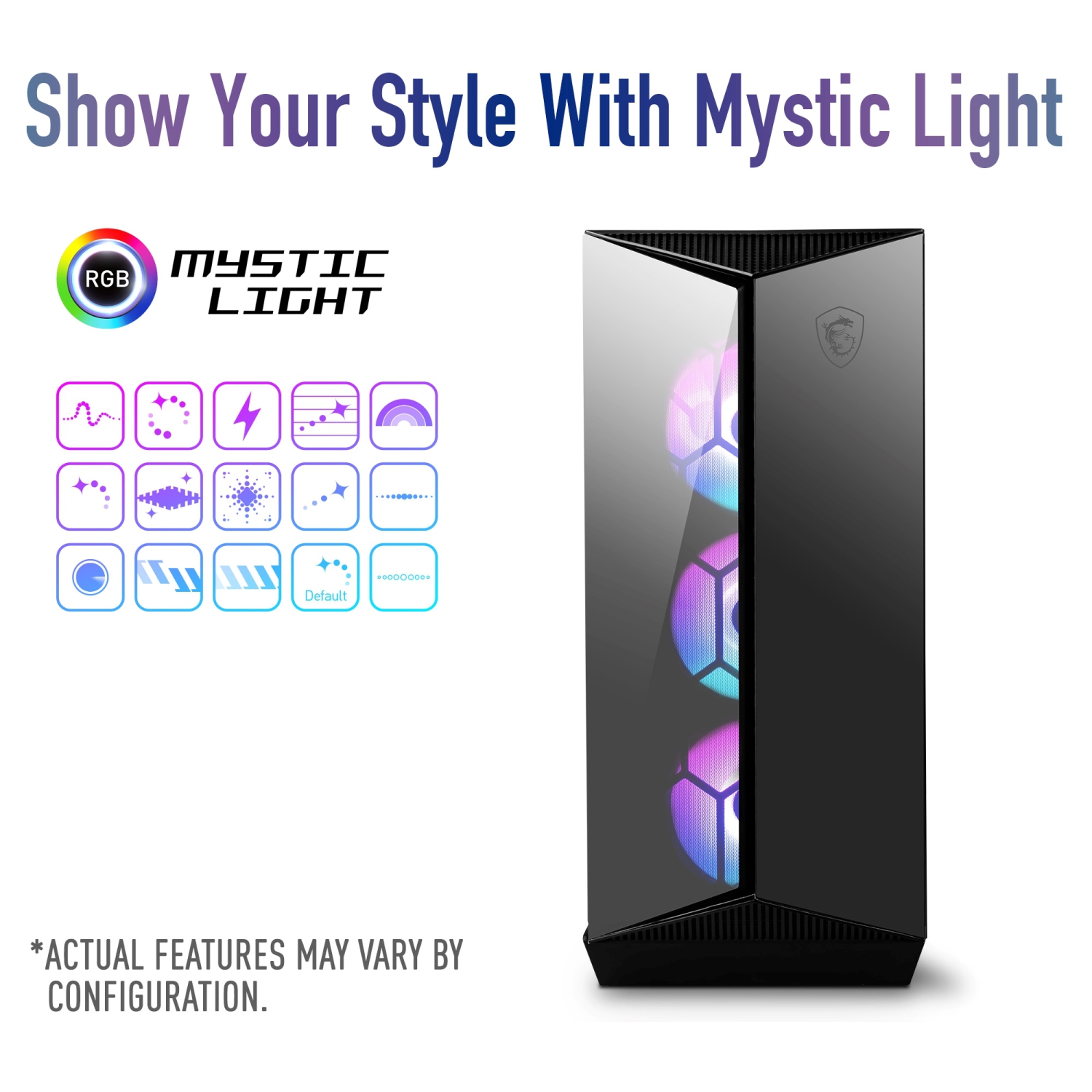 MSI MPG GUNGNIR 110R Mid-Tower PC Gaming Case – Tempered Glass Side Panel – RGB 120mm Fan – Liquid Cooling Support up to 360mm Radiator