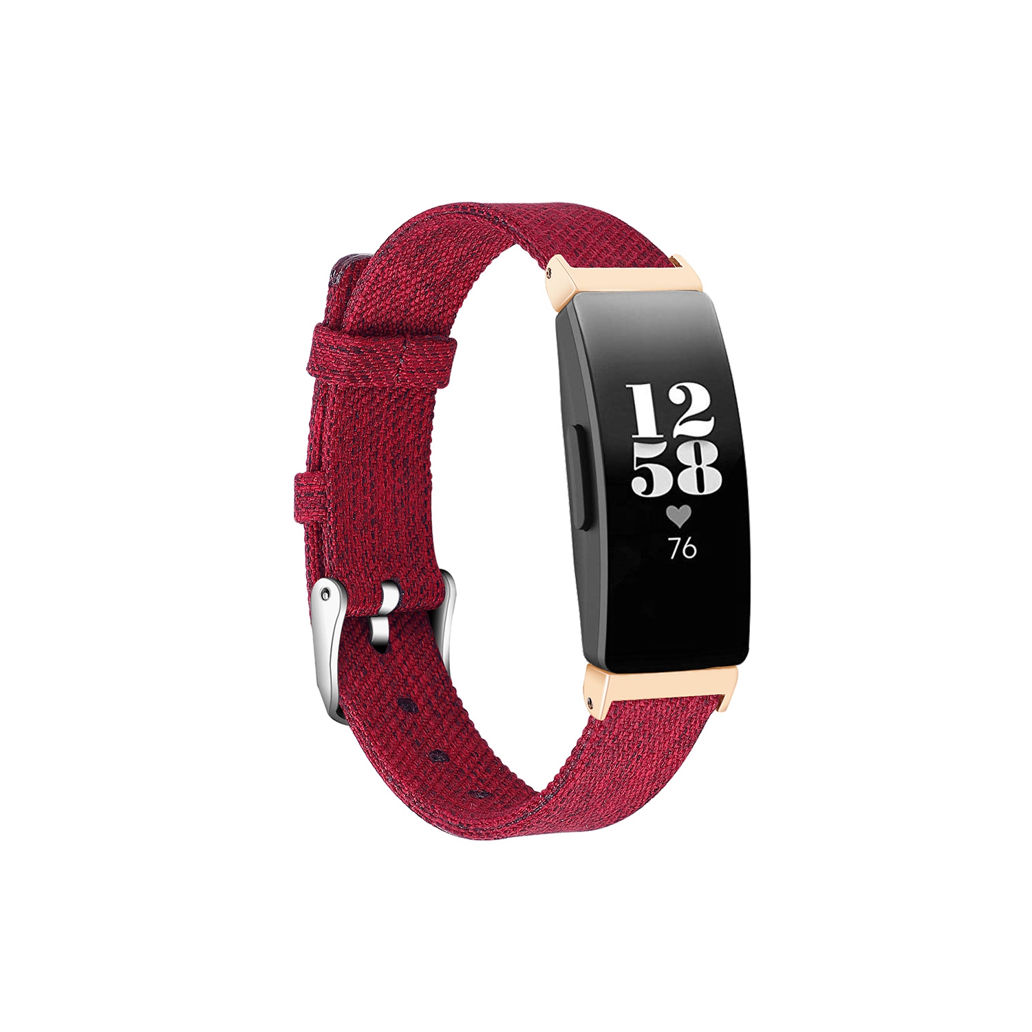 StrapsCo Canvas Watch Band Strap for Fitbit Inspire & Inspire HR - Short-Medium - Red