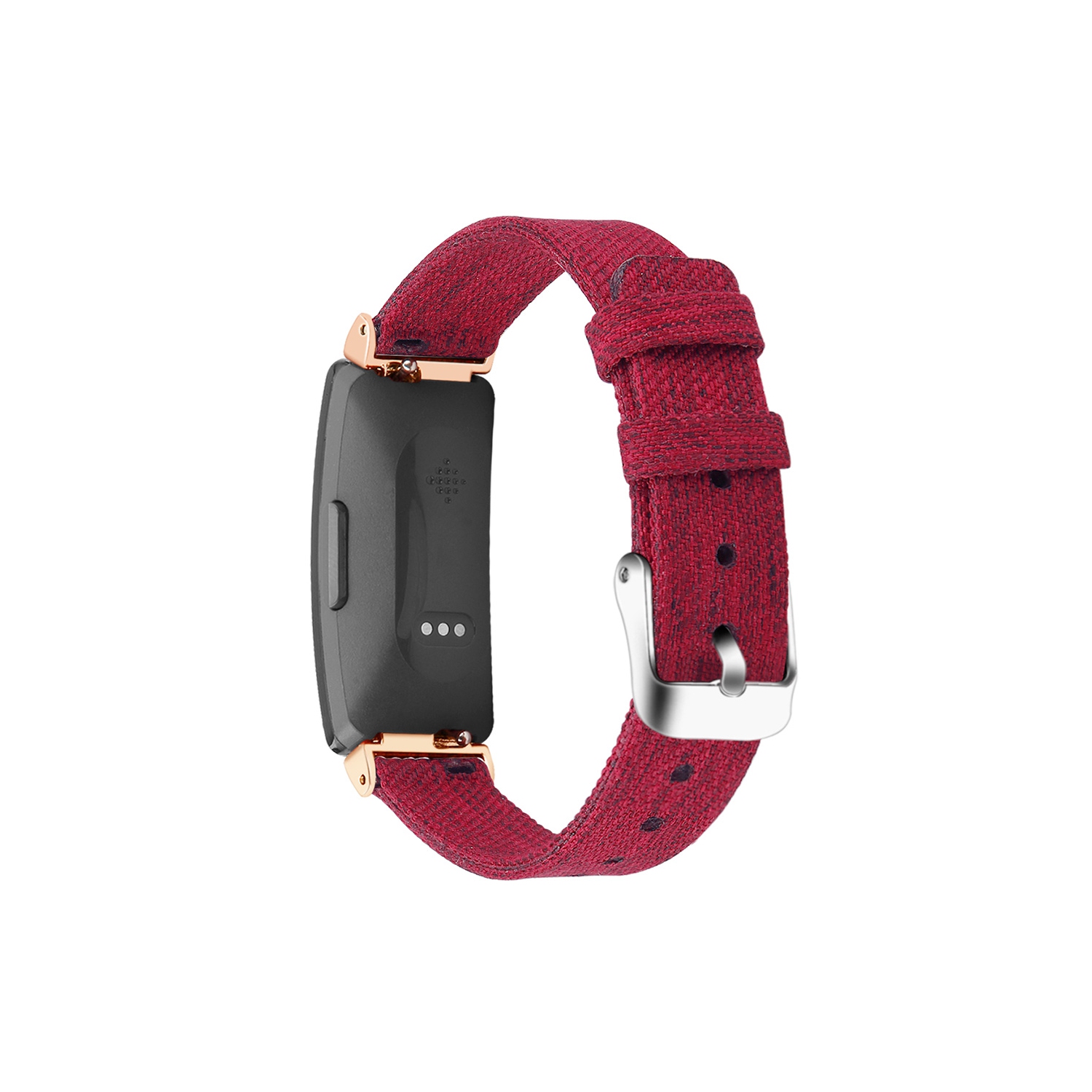 StrapsCo Canvas Watch Band Strap for Fitbit Inspire & Inspire HR - Short-Medium - Red