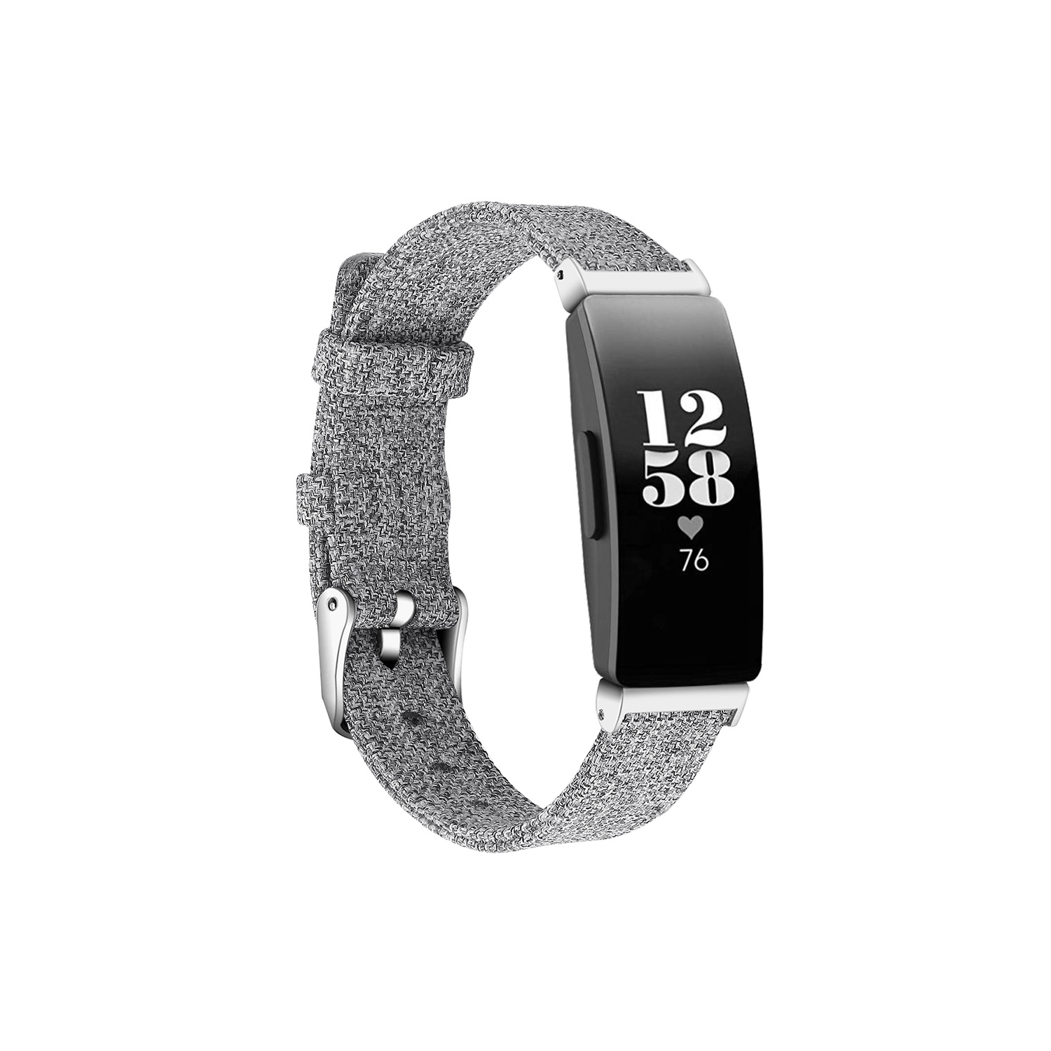 StrapsCo Canvas Watch Band Strap for Fitbit Inspire & Inspire HR - Short-Medium - Grey