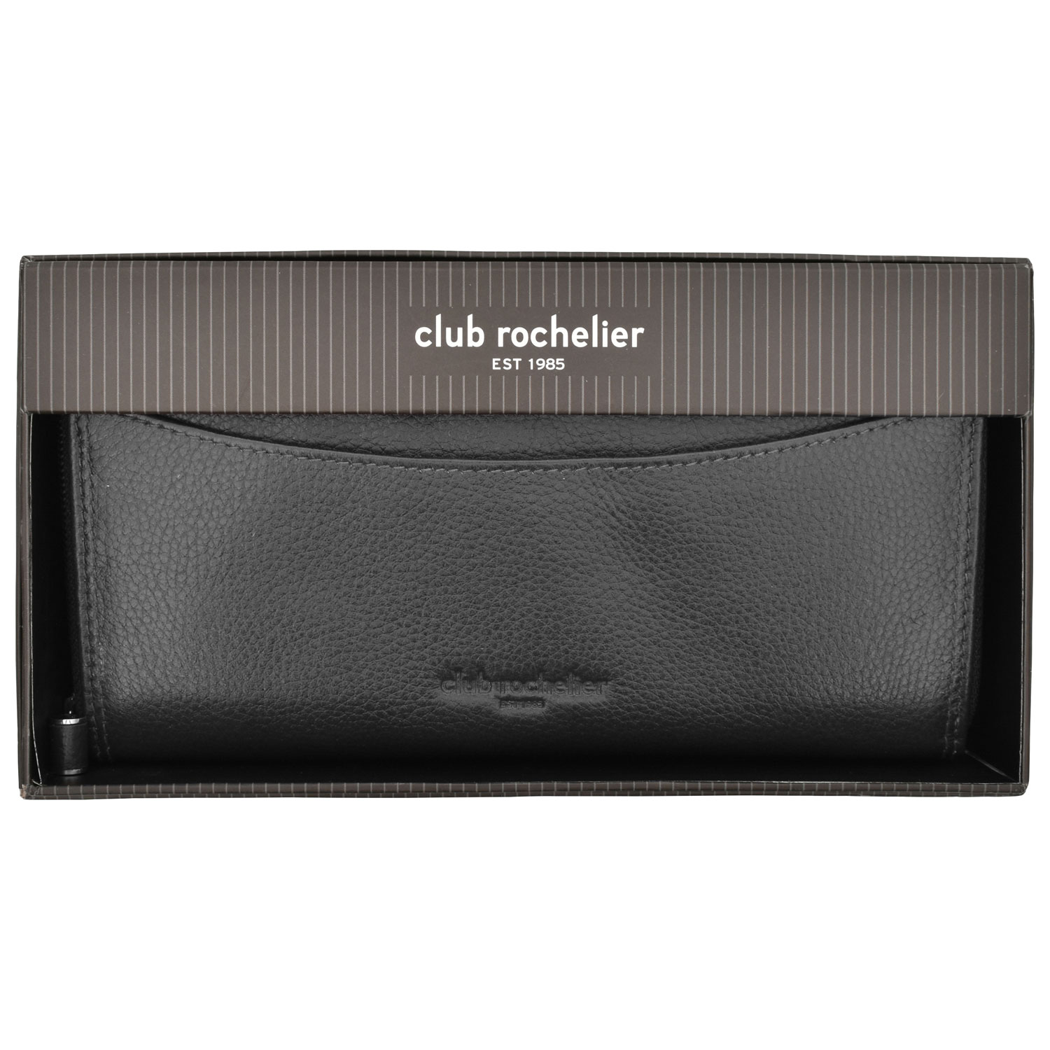 Portefeuille avec fentes pour cartes en cuir véritable de Club Rochelier - Noir