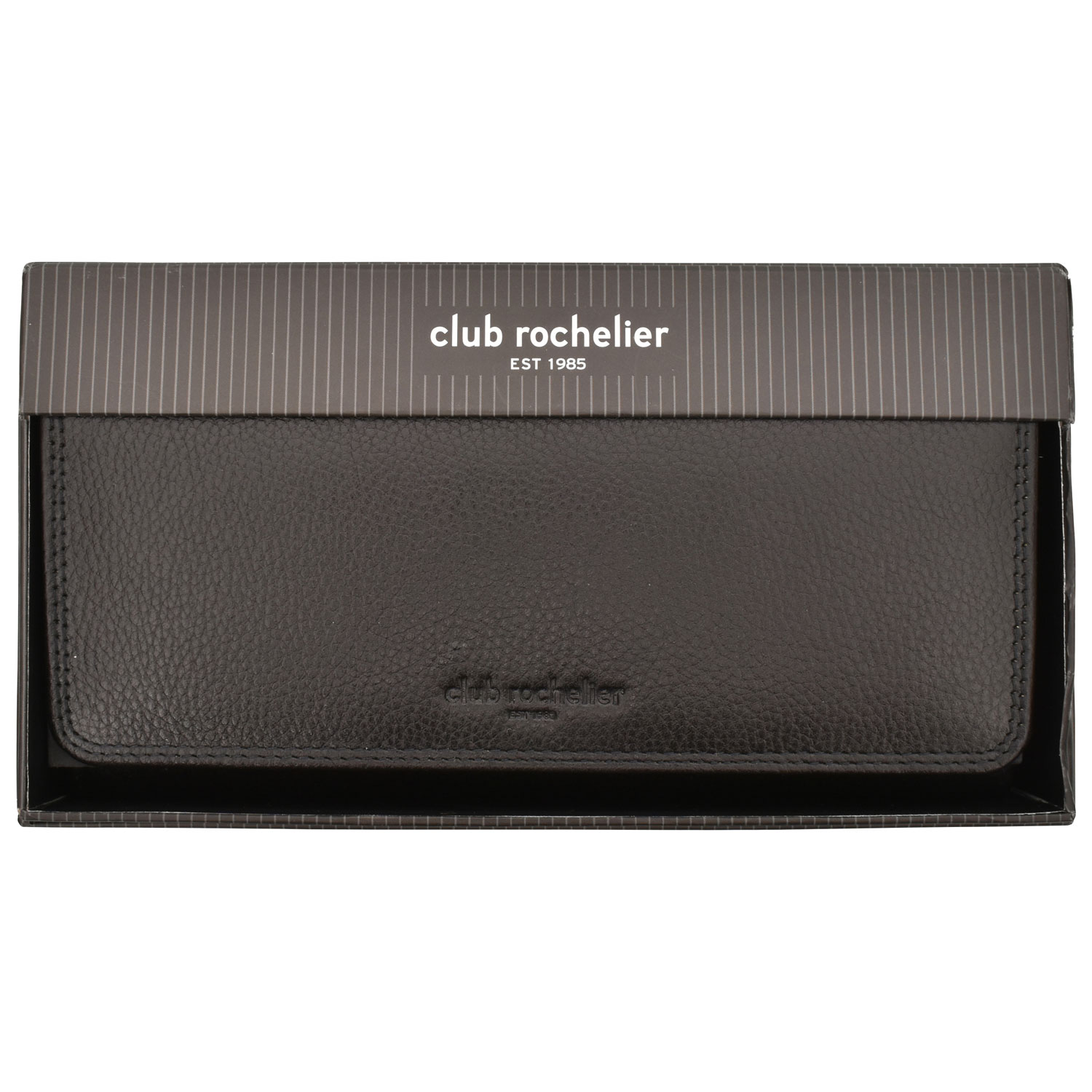 Portefeuille avec support à chéquier en cuir véritable de Club Rochelier - Noir